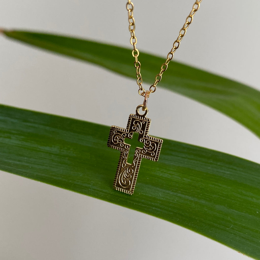 Gold Classic Cross Pendant Necklace