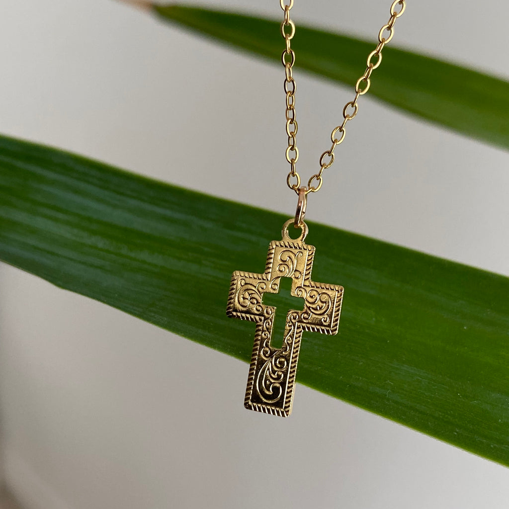 Gold Classic Cross Pendant Necklace