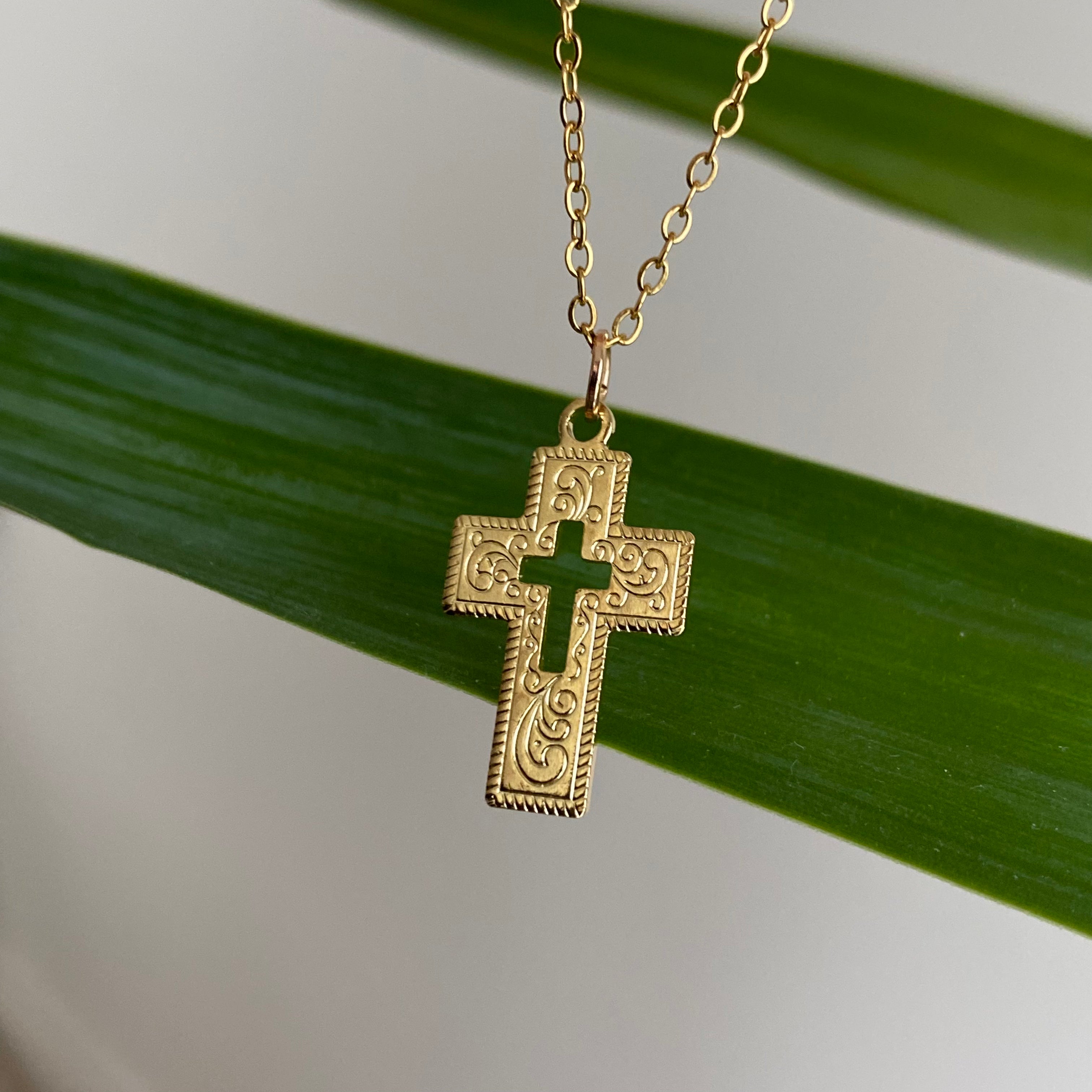 Gold Classic Cross Pendant Necklace
