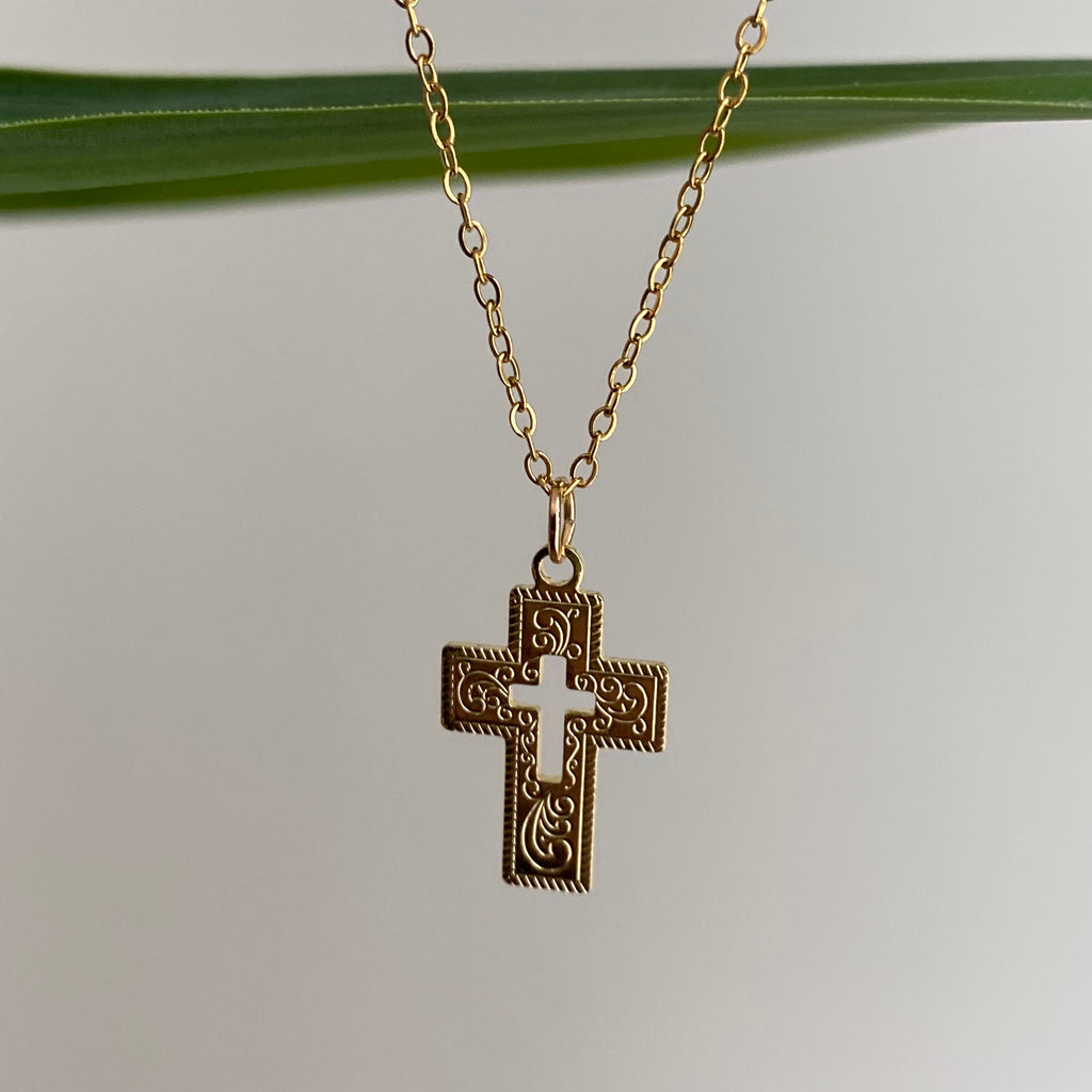 Gold Classic Cross Pendant Necklace