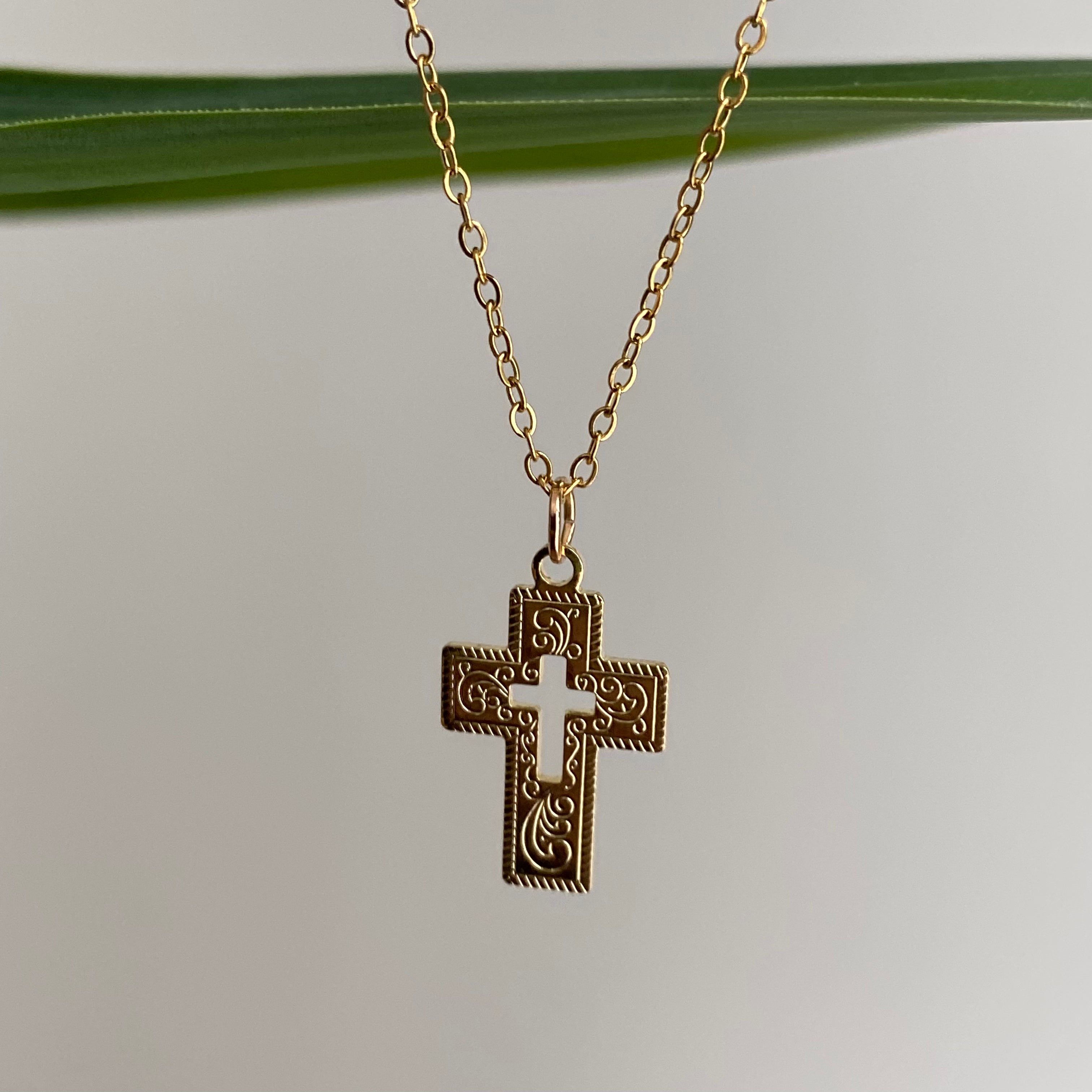 Gold Classic Cross Pendant Necklace
