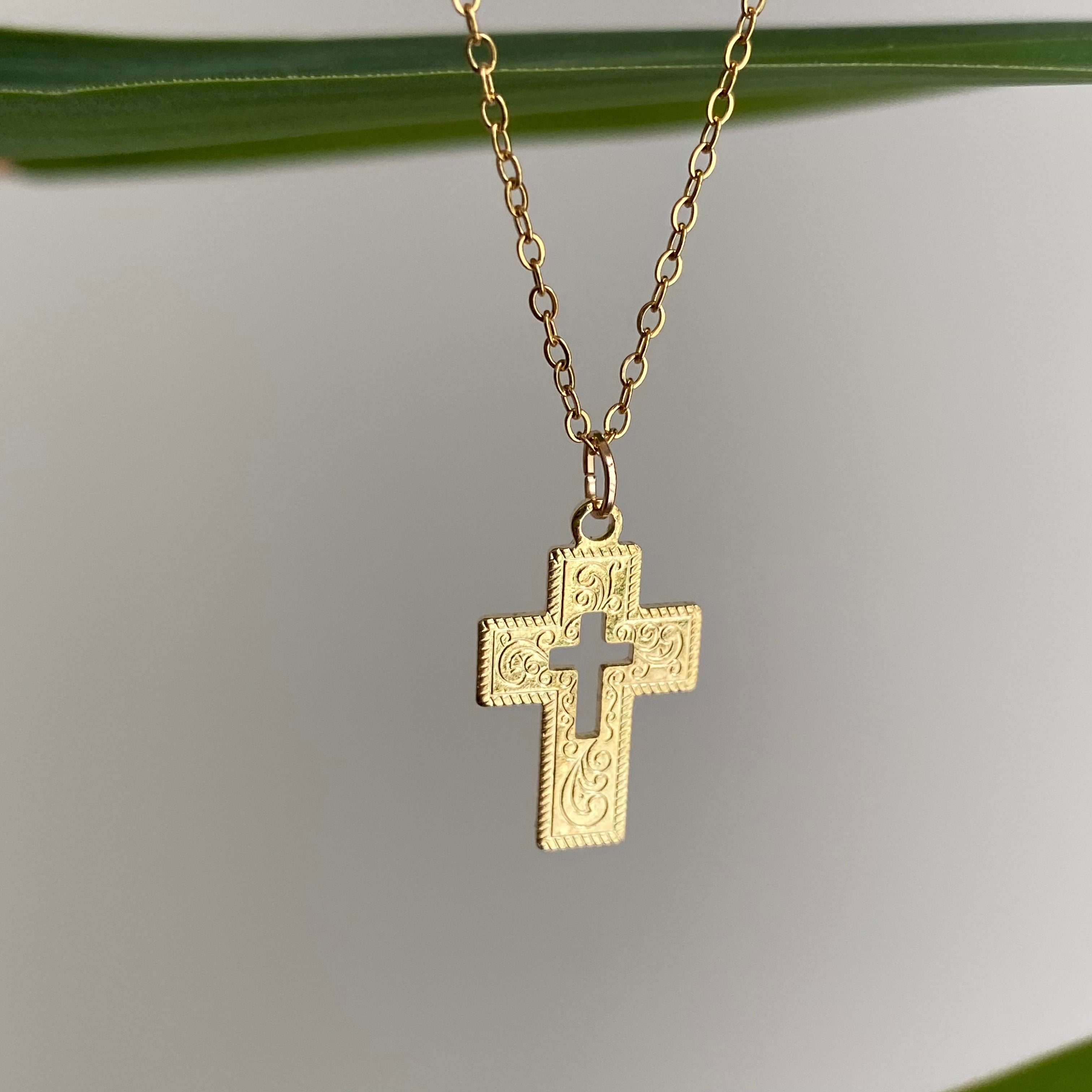 Gold Classic Cross Pendant Necklace
