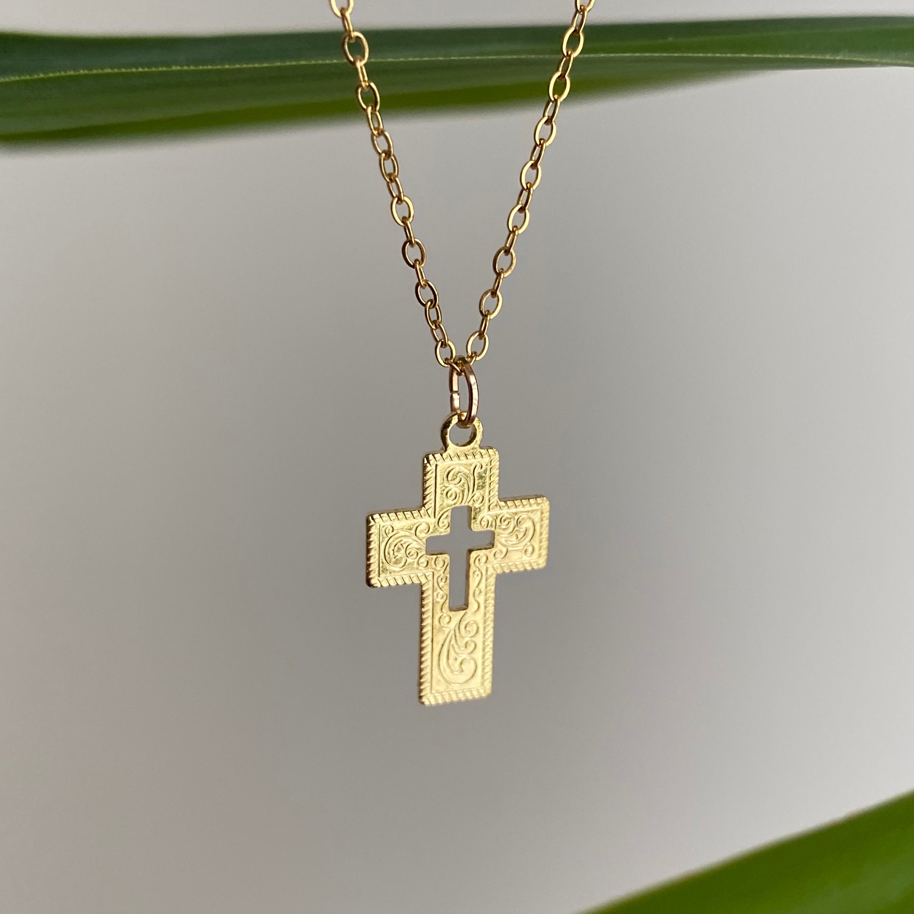 Gold Classic Cross Pendant Necklace