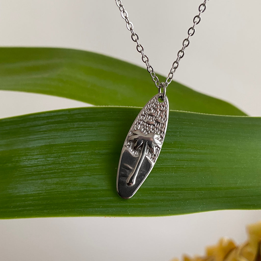 Silver Surfboard Pendant Necklace