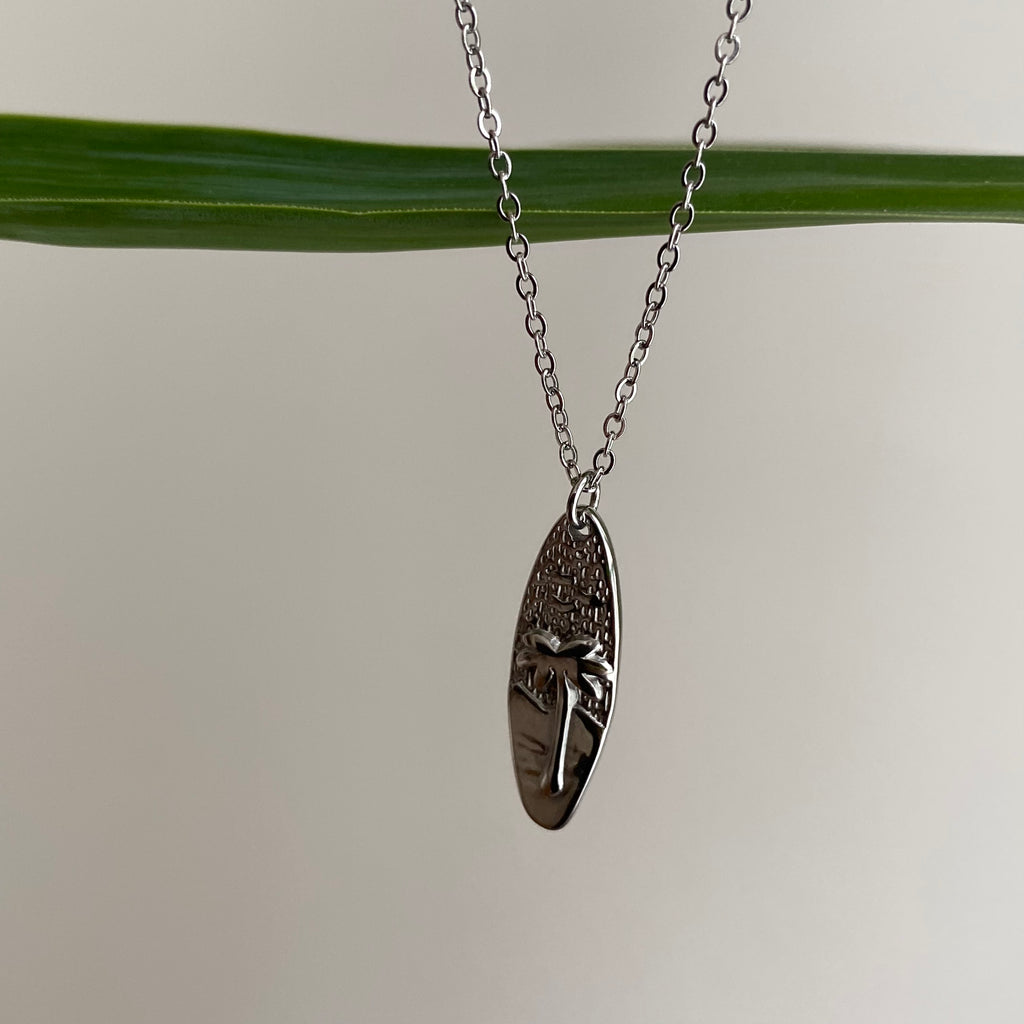 Silver Surfboard Pendant Necklace