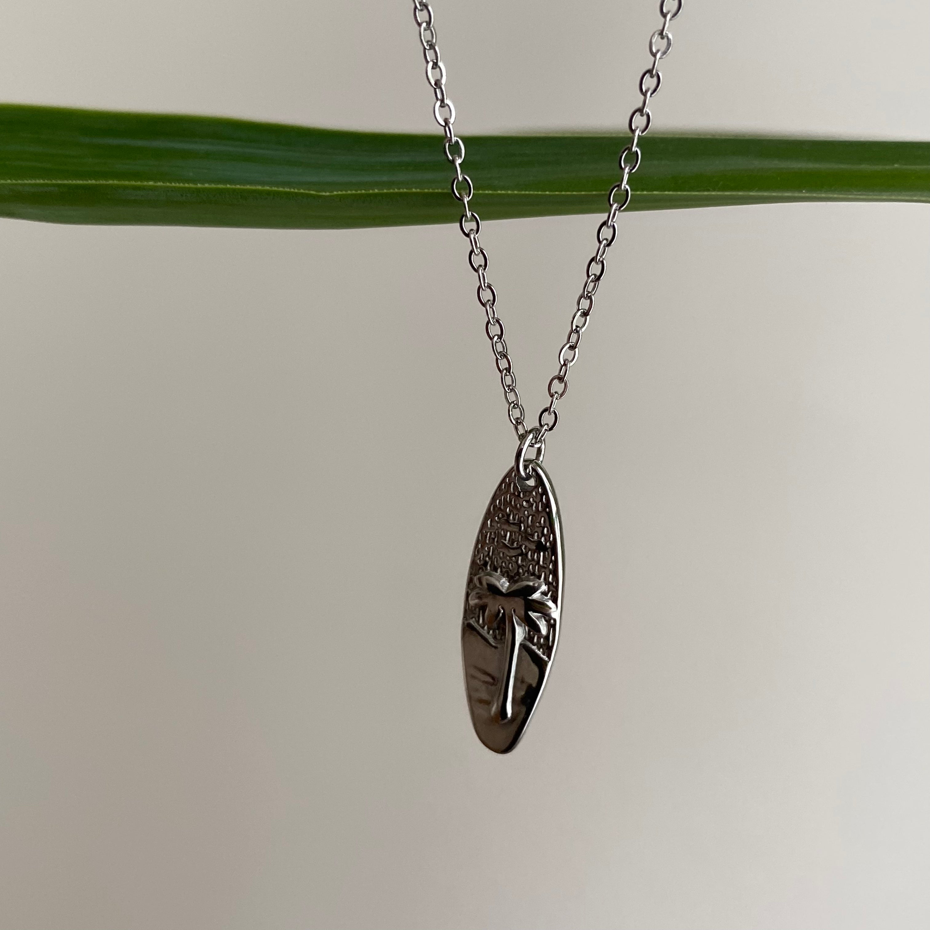 Silver Surfboard Pendant Necklace