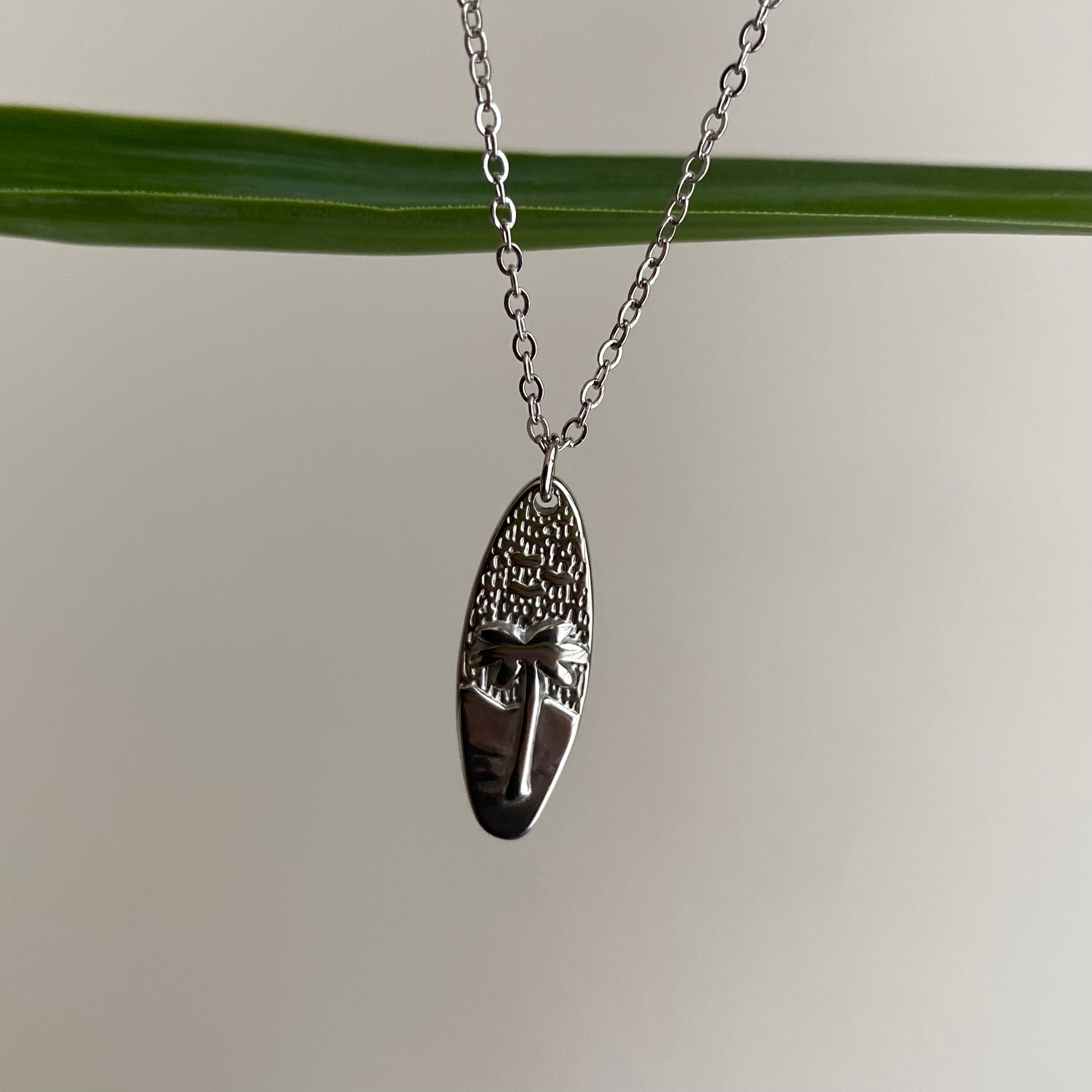Silver Surfboard Pendant Necklace