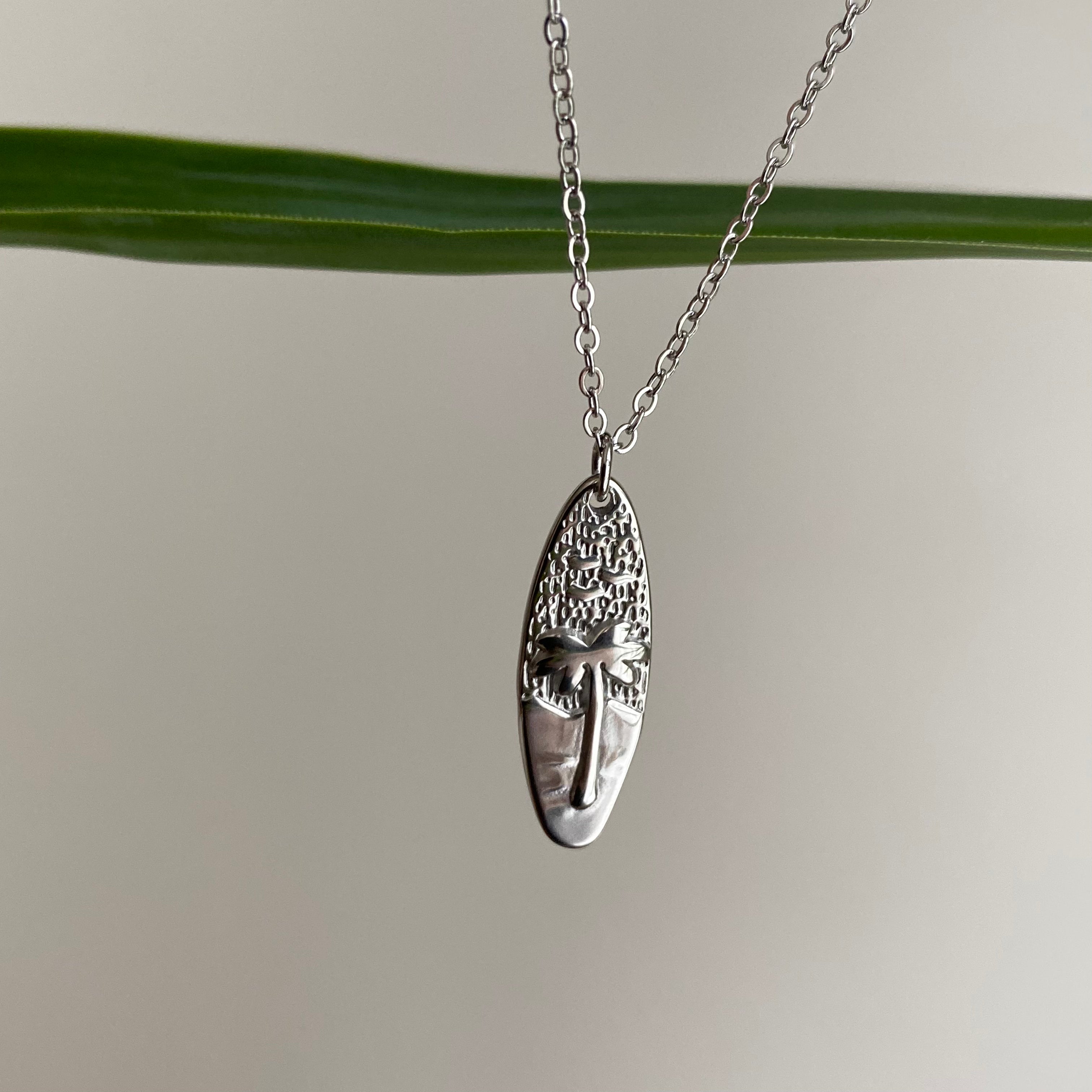 Silver Surfboard Pendant Necklace
