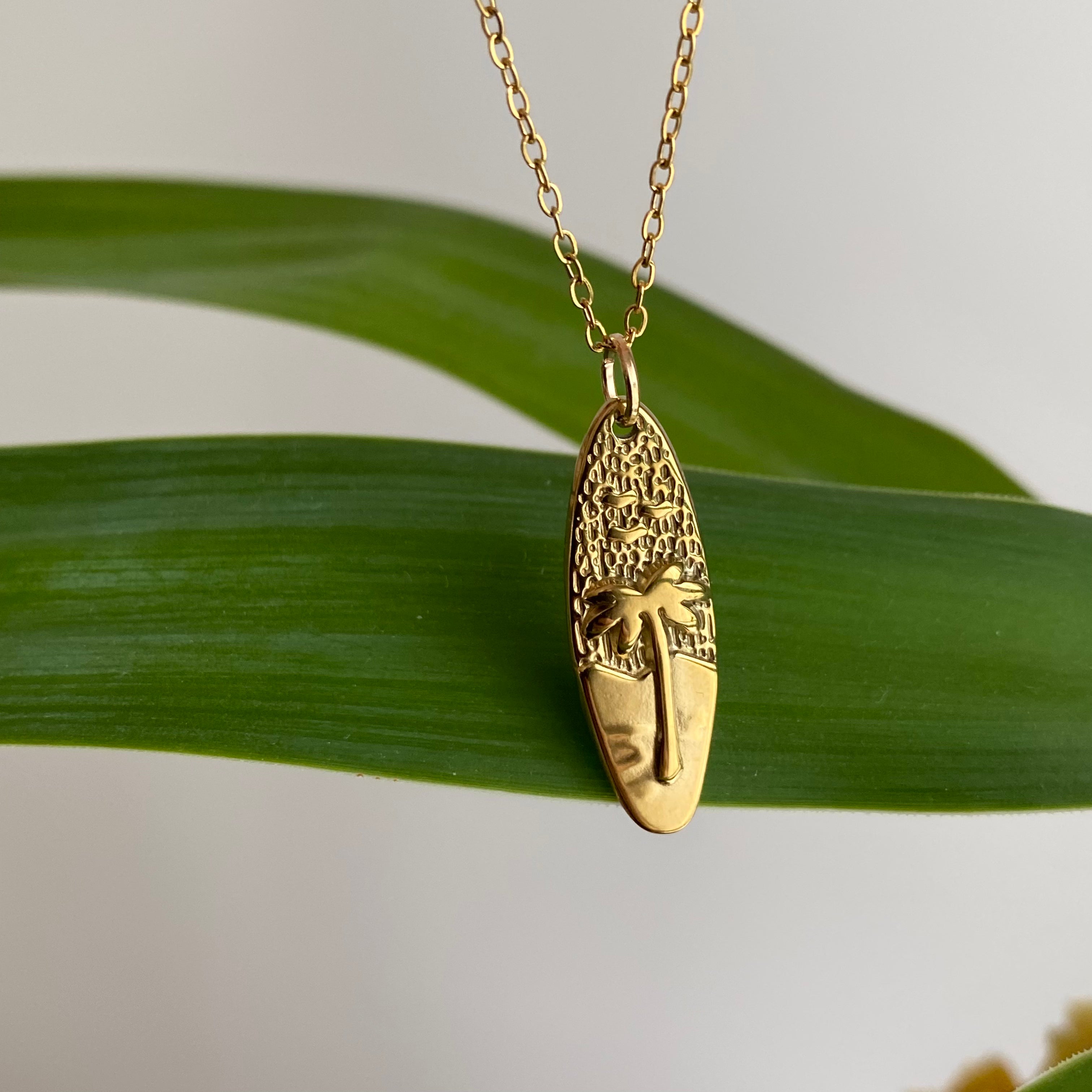 Gold Surfboard Pendant Necklace