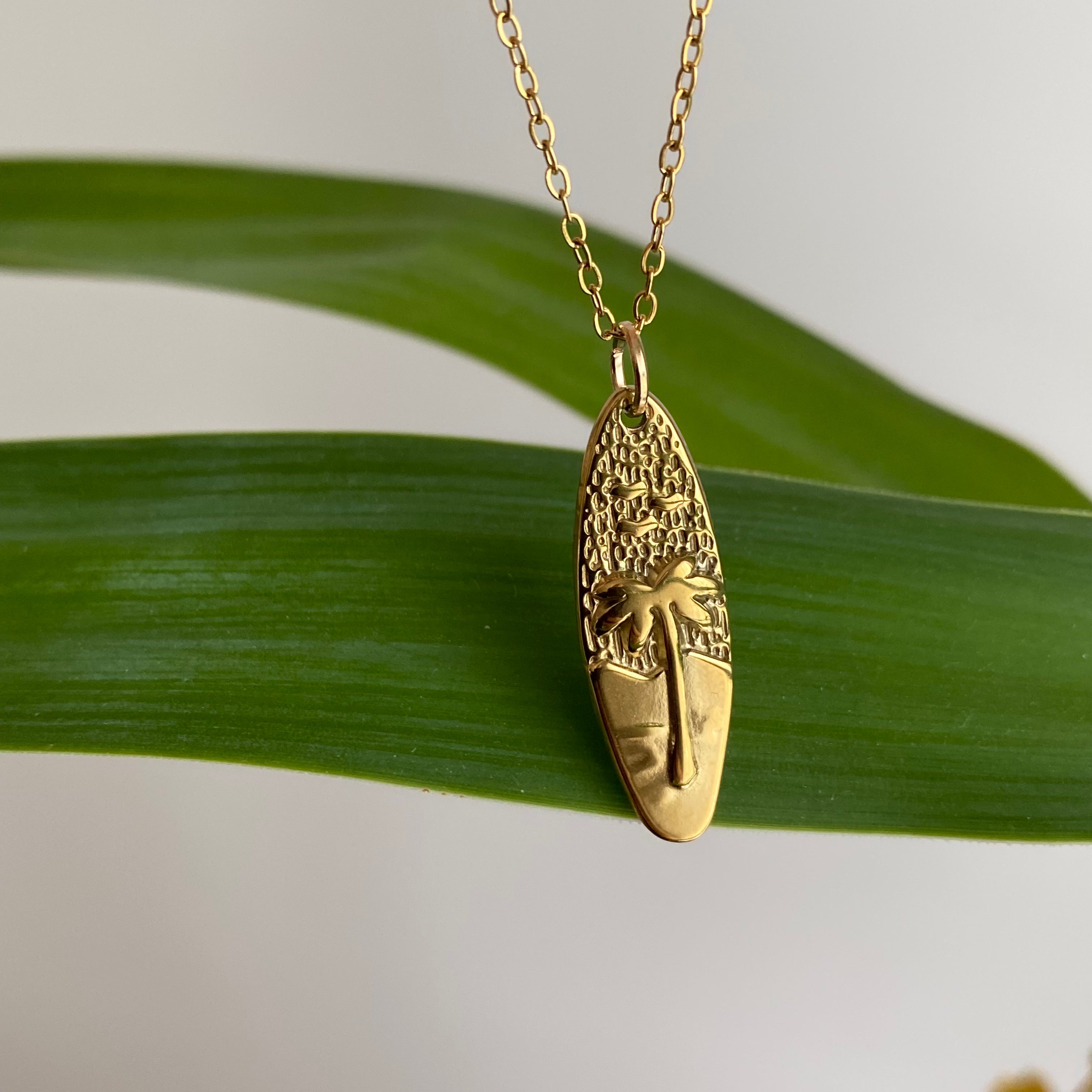 Gold Surfboard Pendant Necklace