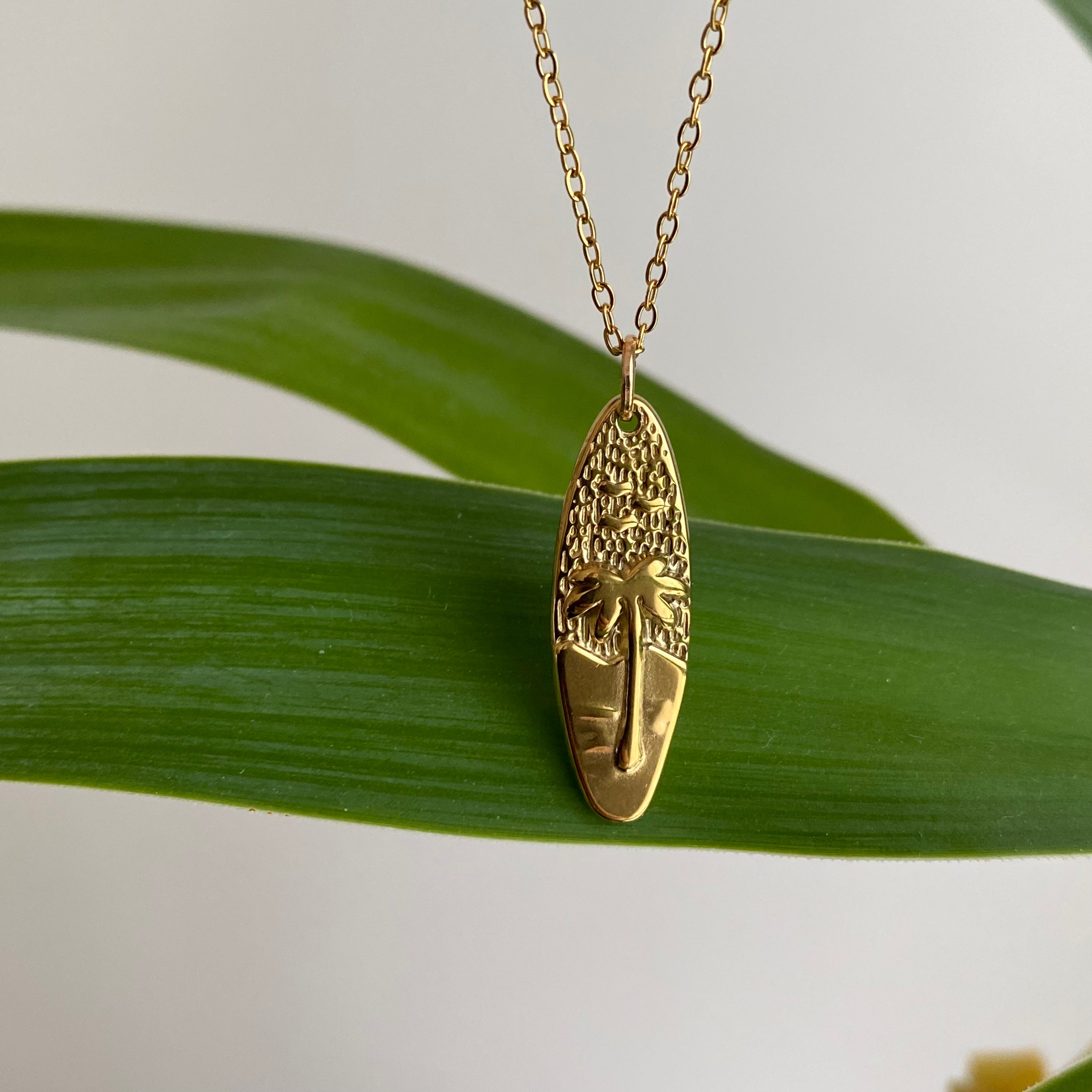 Gold Surfboard Pendant Necklace