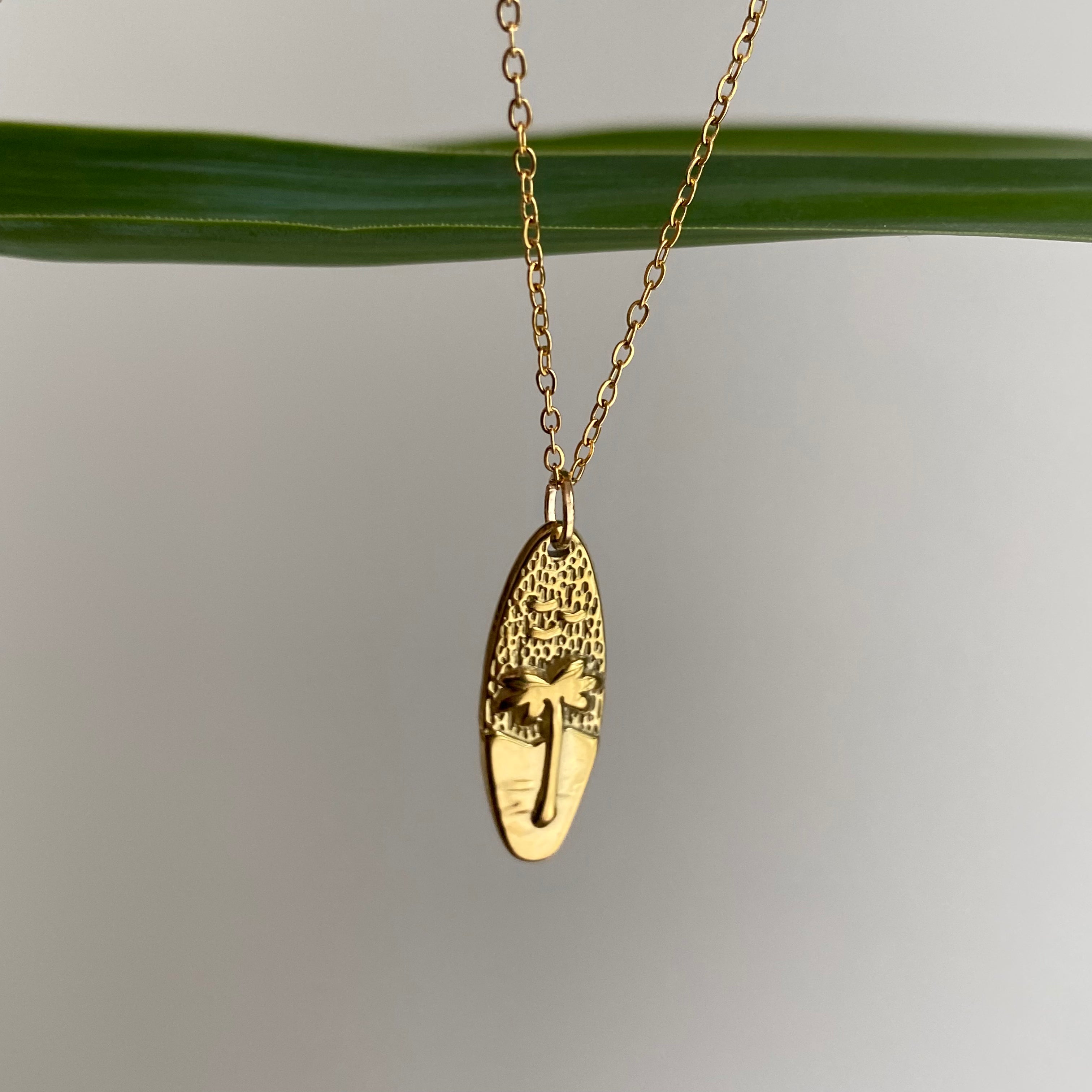 Gold Surfboard Pendant Necklace