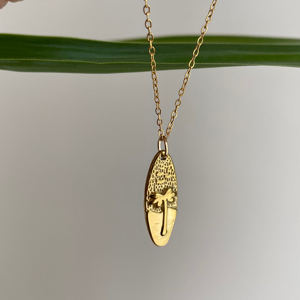 Gold Surfboard Pendant Necklace