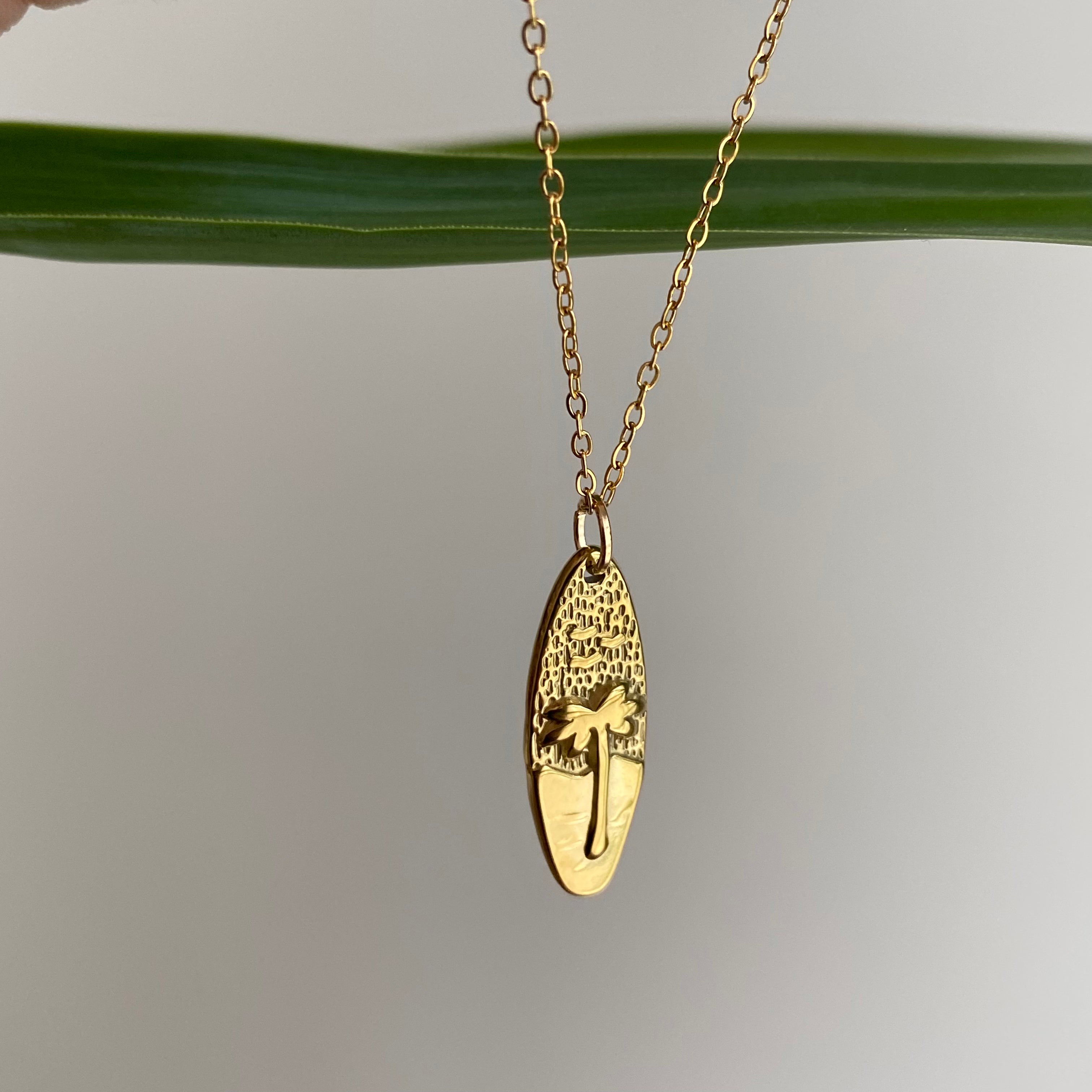 Gold Surfboard Pendant Necklace