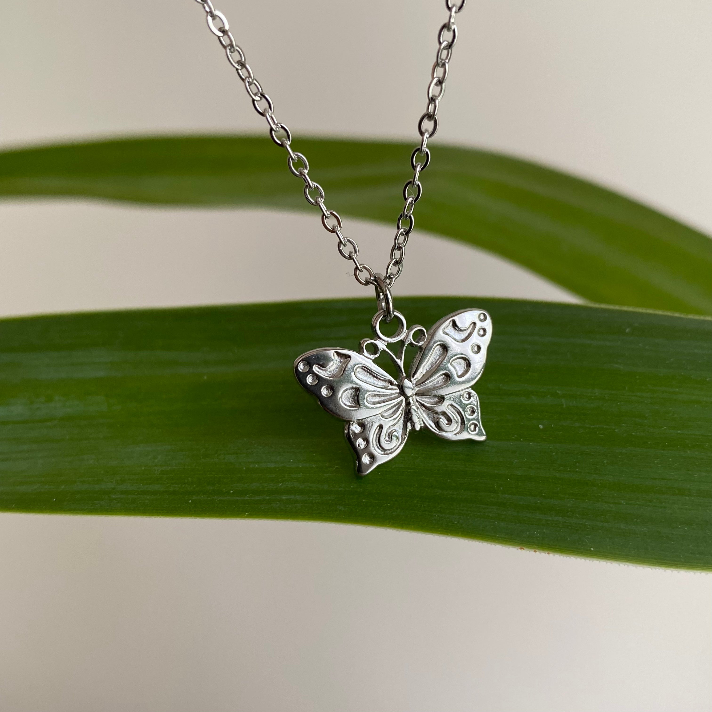 Silver Butterfly Pendant Necklace
