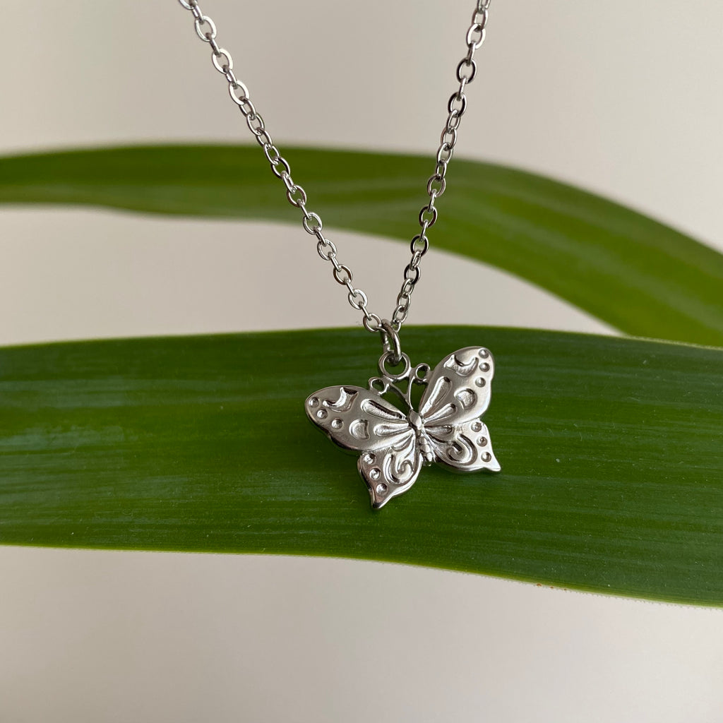 Silver Butterfly Pendant Necklace