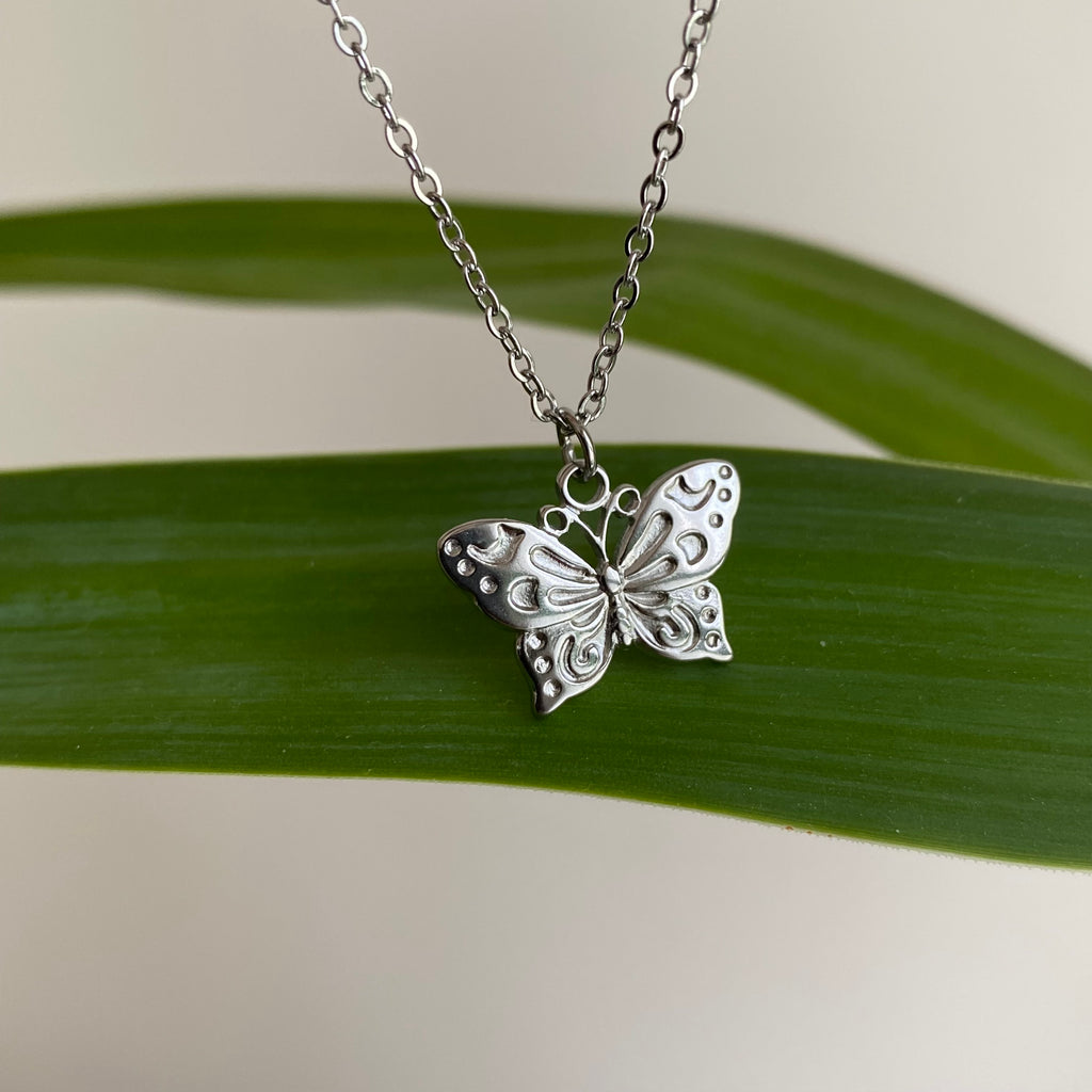 Silver Butterfly Pendant Necklace