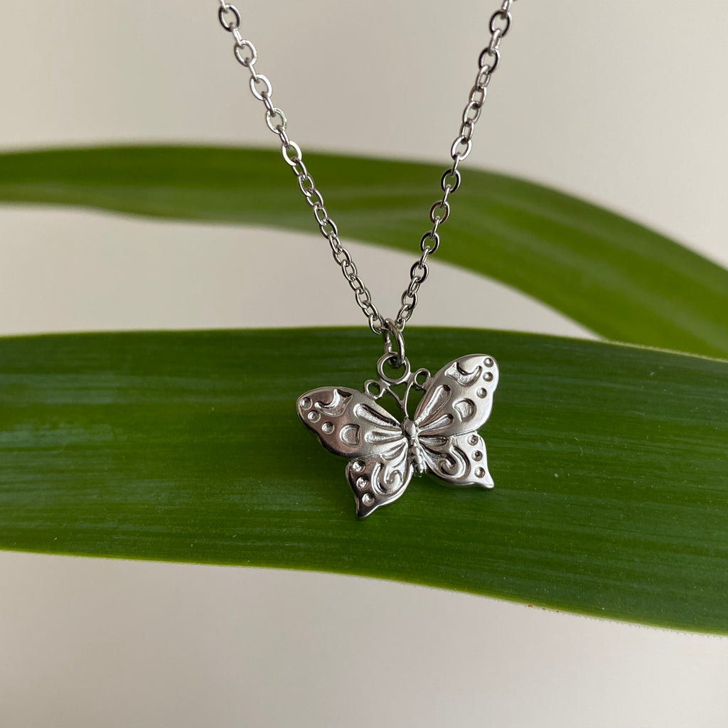Silver Butterfly Pendant Necklace