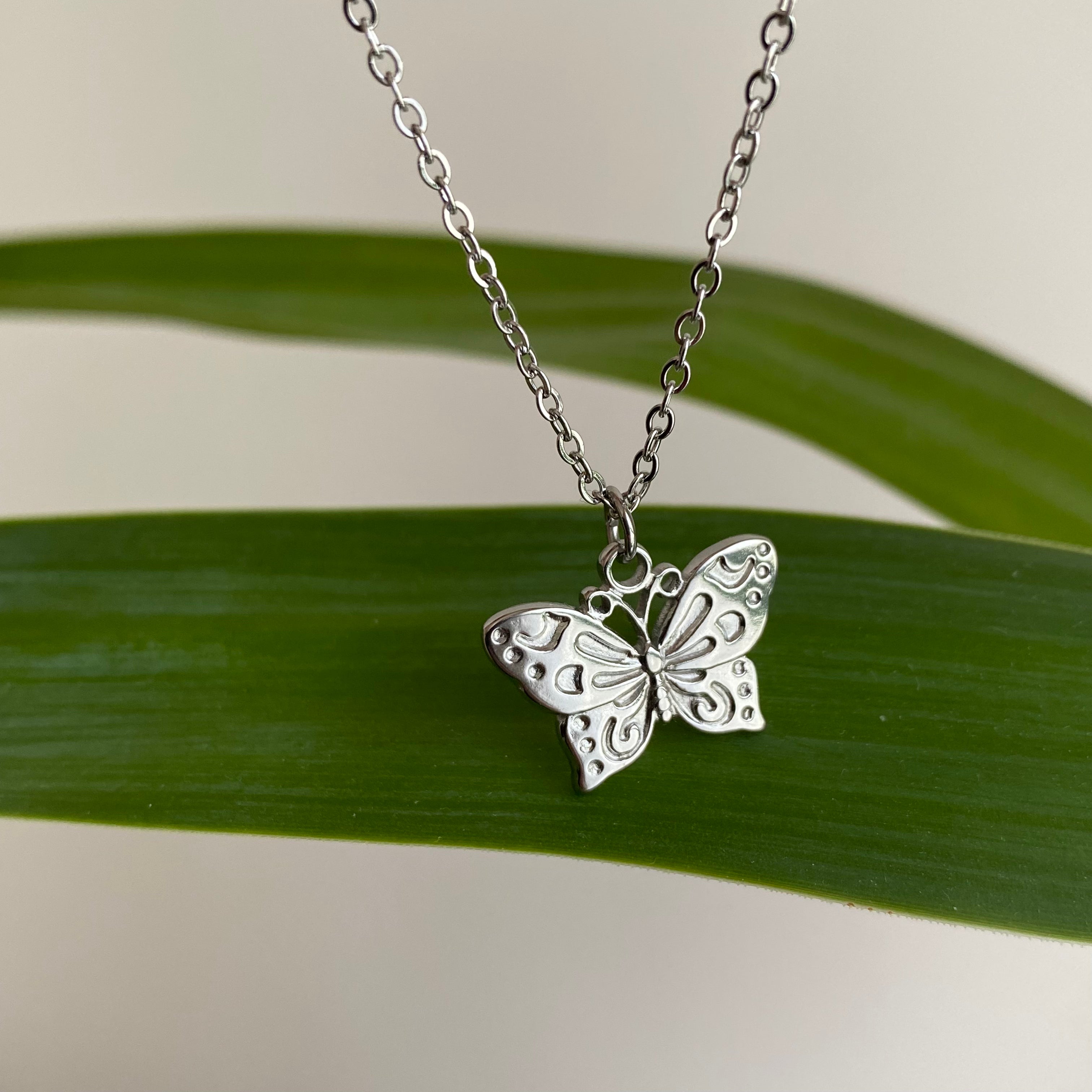 Silver Butterfly Pendant Necklace