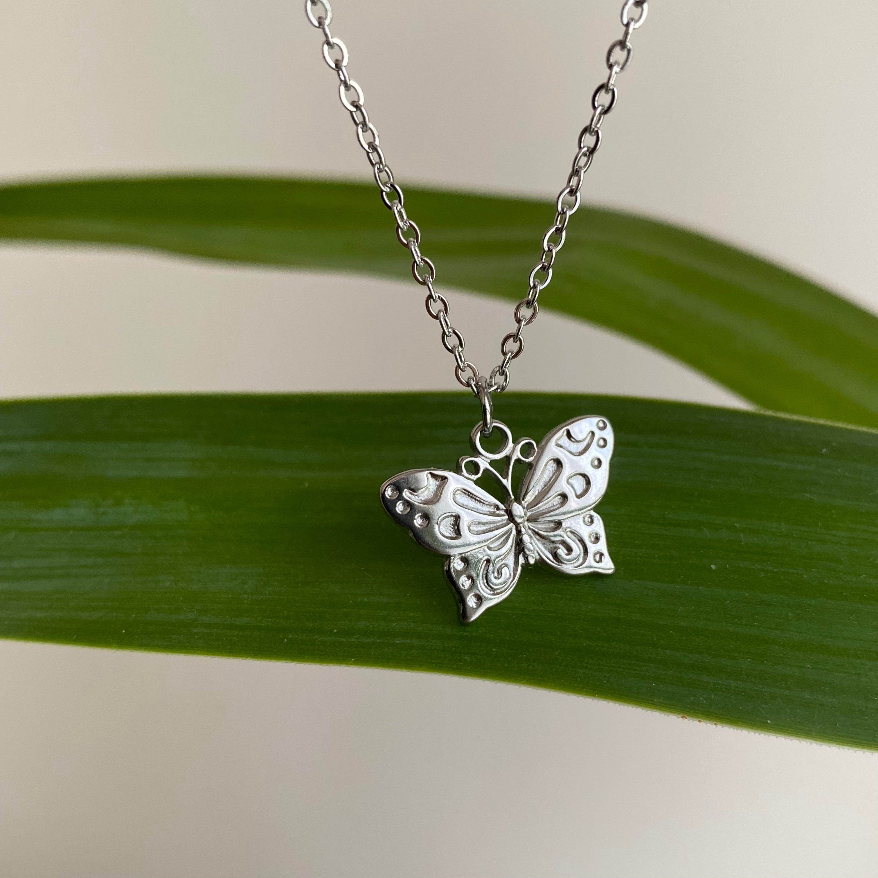 Silver Butterfly Pendant Necklace