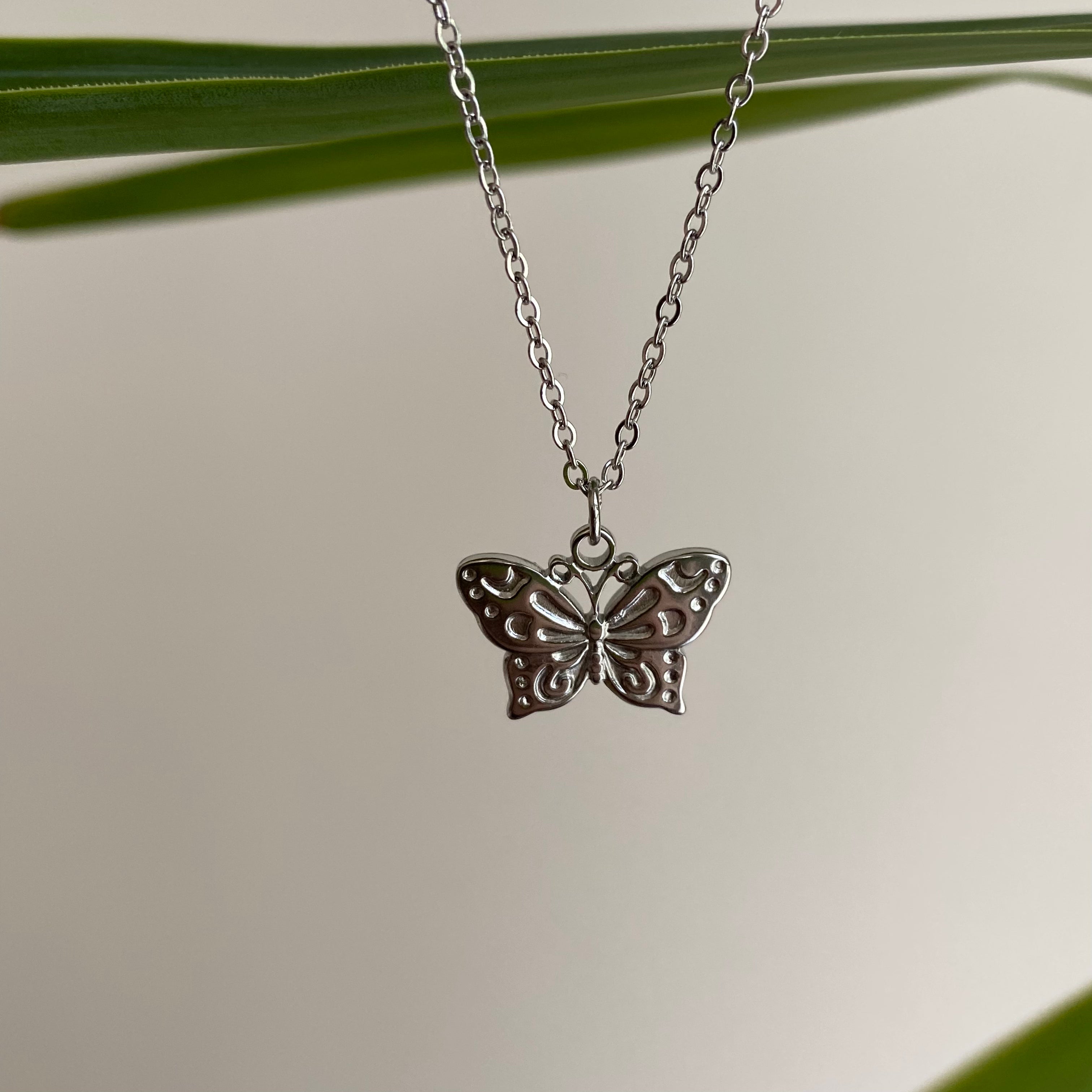Silver Butterfly Pendant Necklace