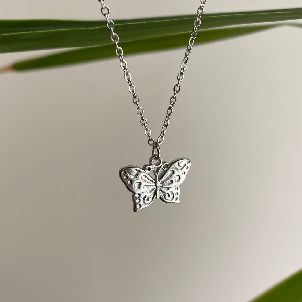 Silver Butterfly Pendant Necklace