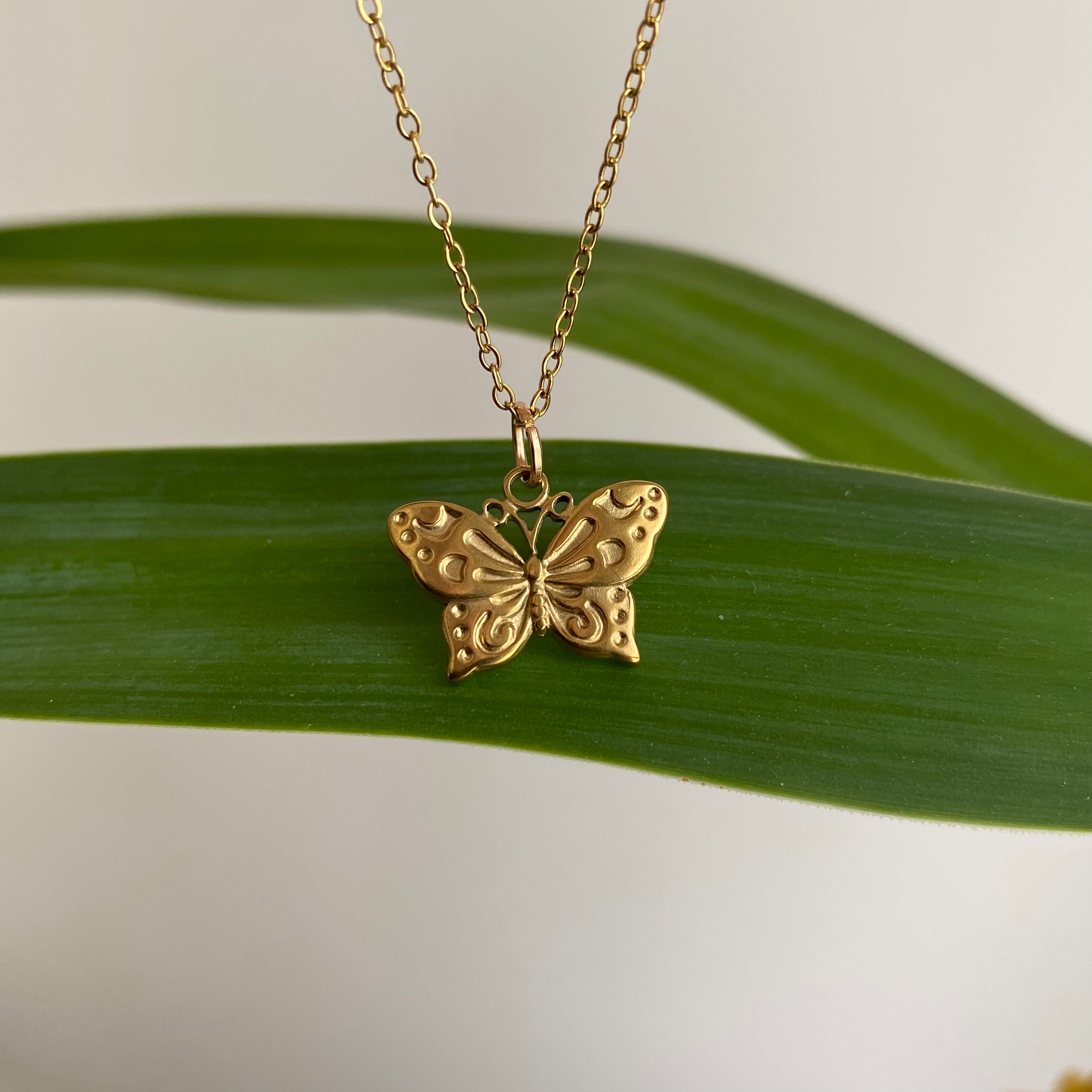 Gold Butterfly Pendant Necklace