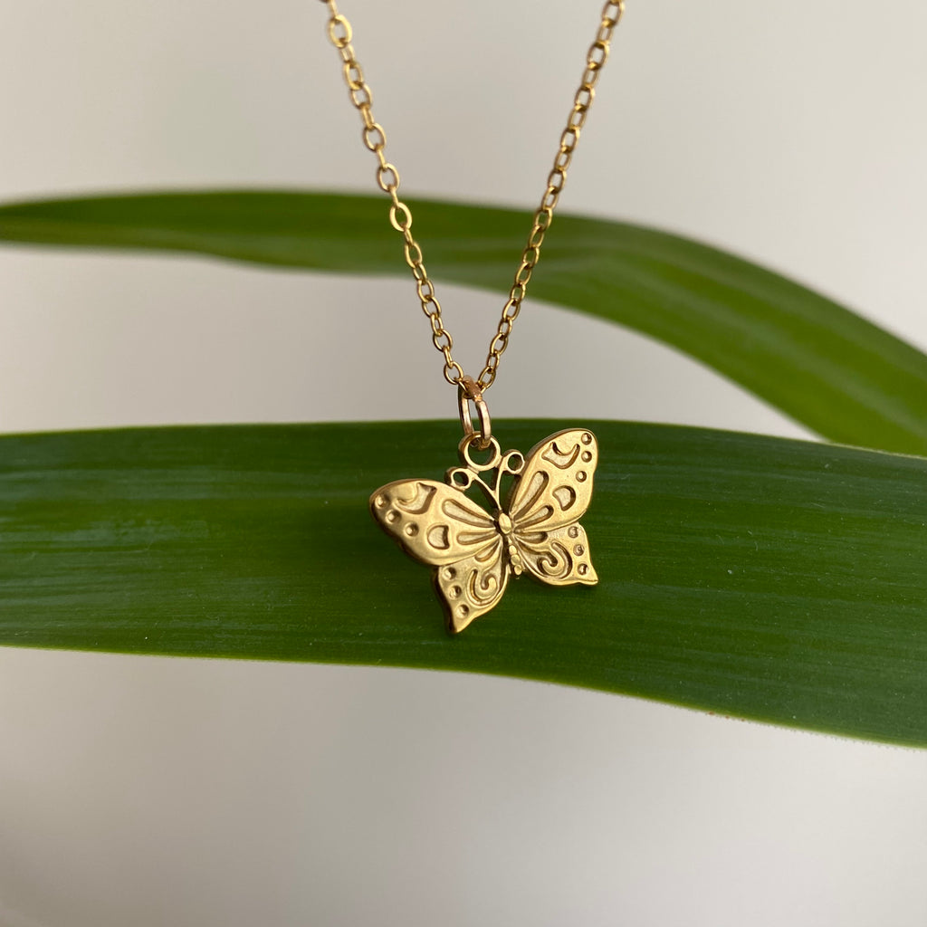 Gold Butterfly Pendant Necklace