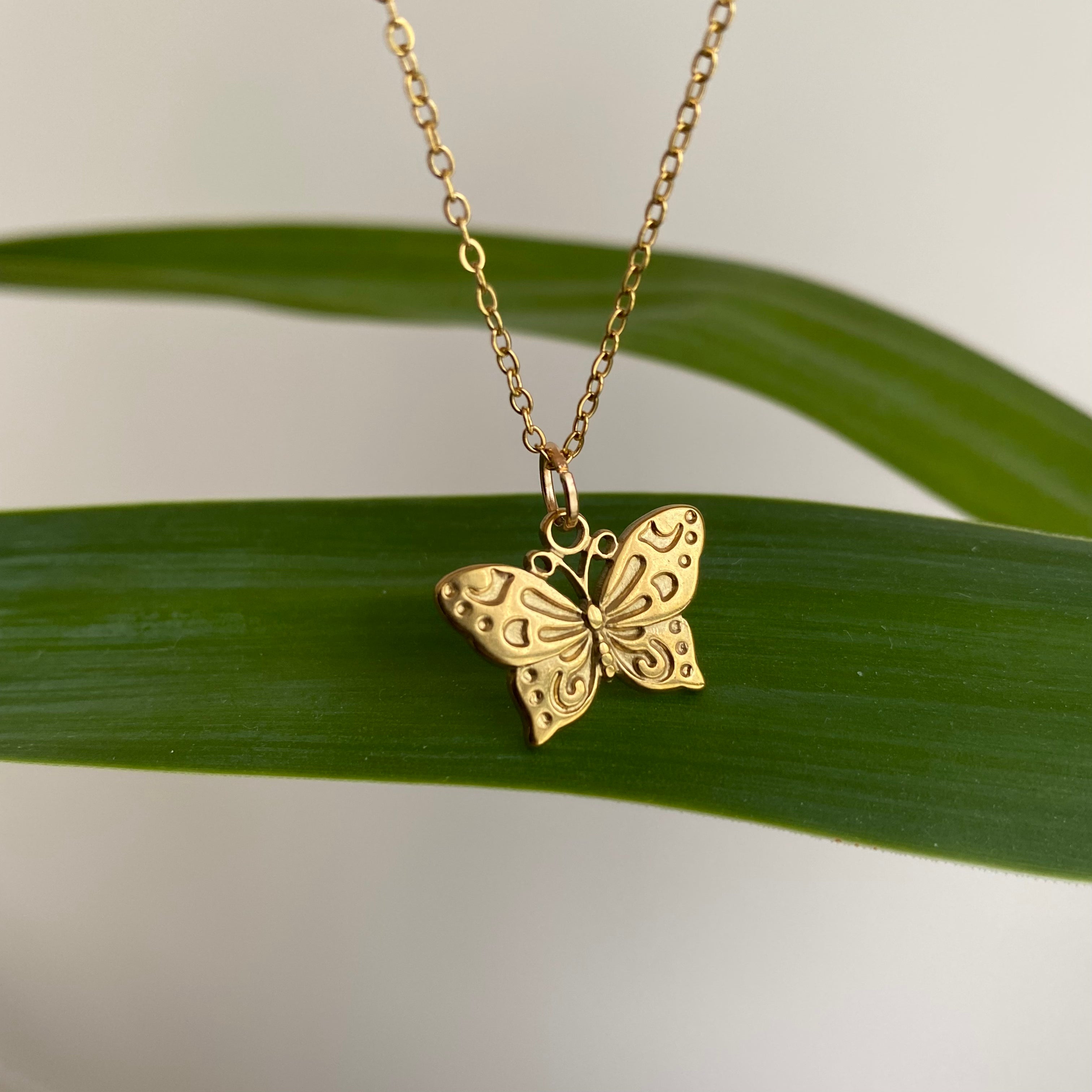 Gold Butterfly Pendant Necklace