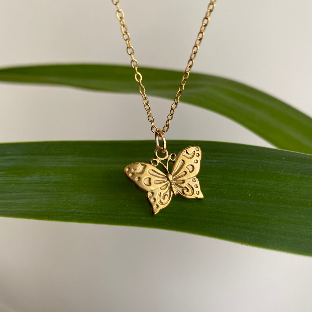 Gold Butterfly Pendant Necklace