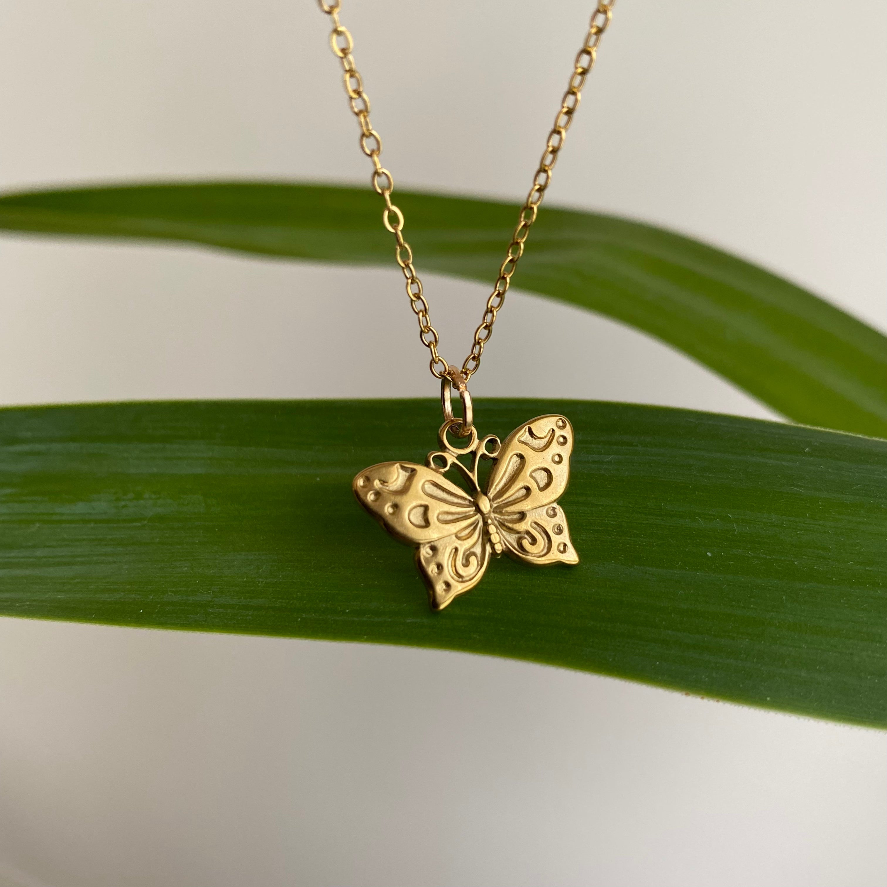 Gold Butterfly Pendant Necklace