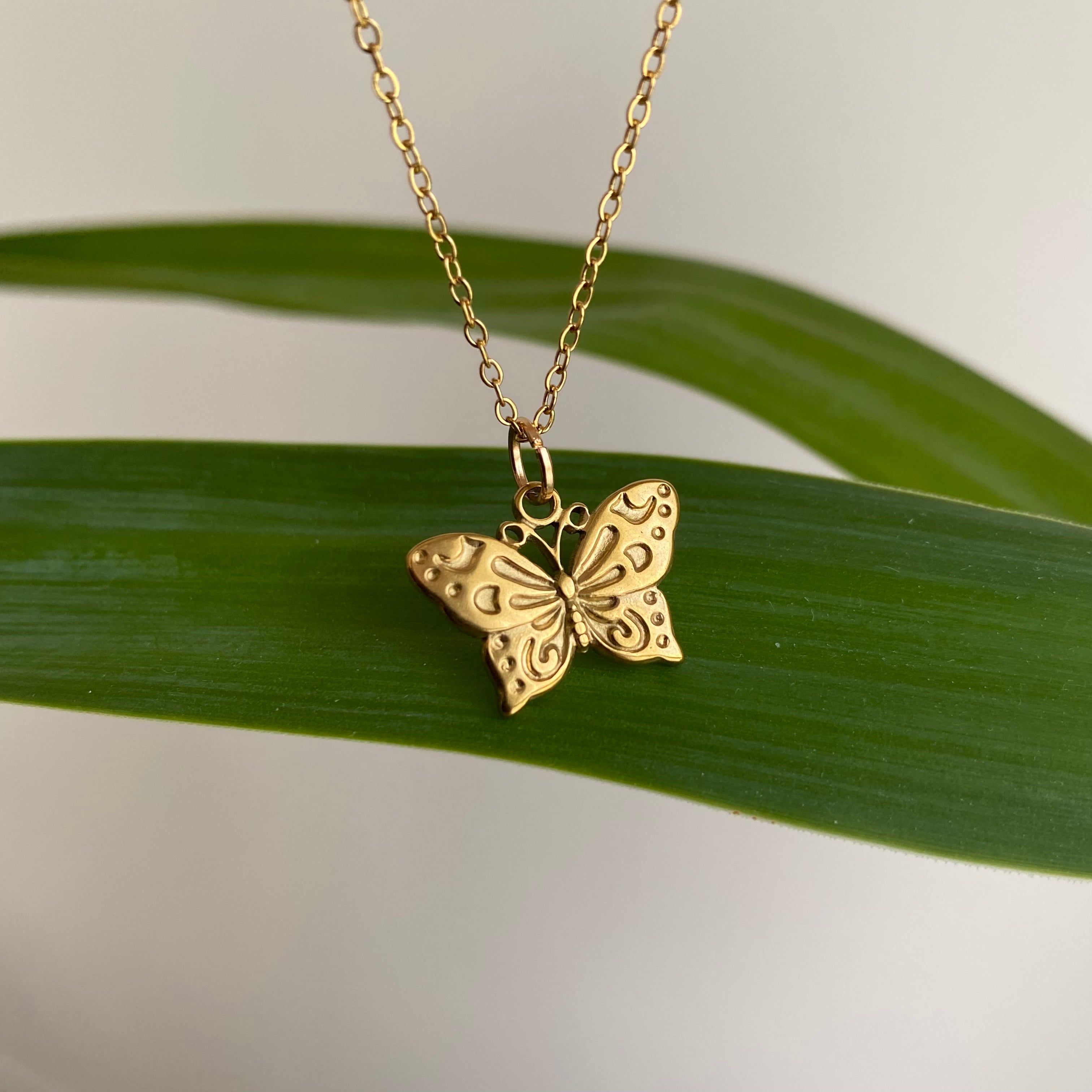 Gold Butterfly Pendant Necklace