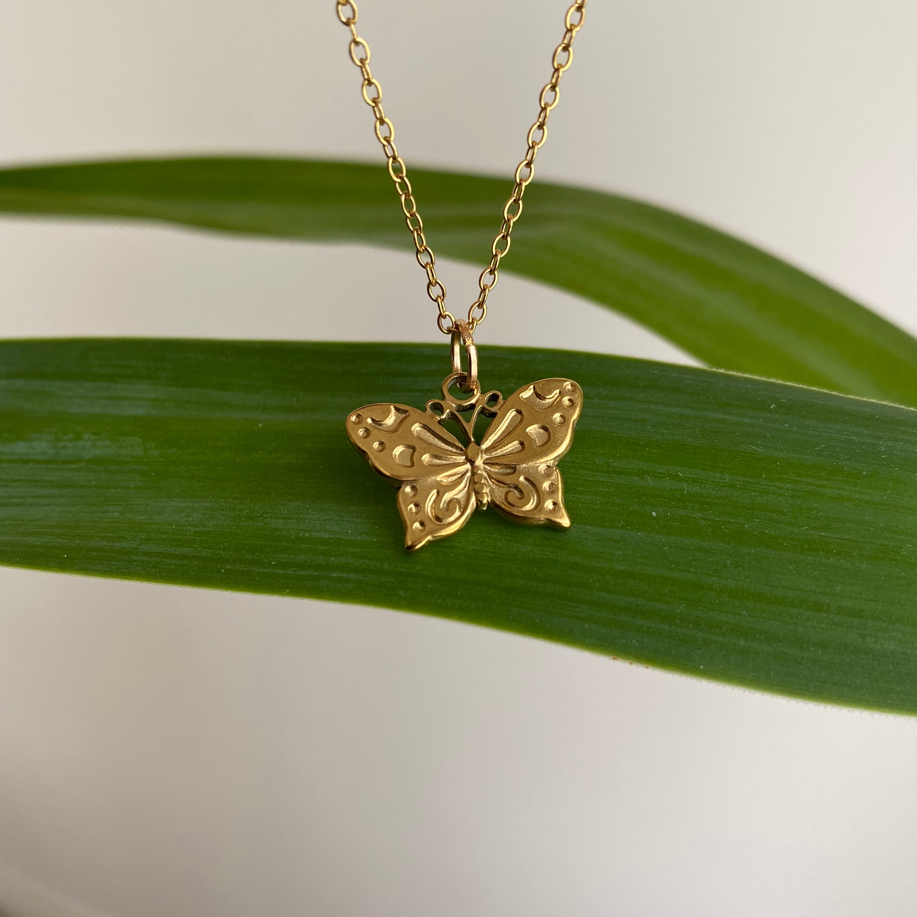 Gold Butterfly Pendant Necklace