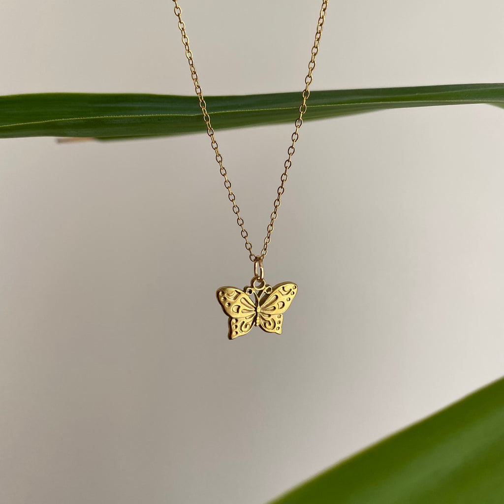 Gold Butterfly Pendant Necklace