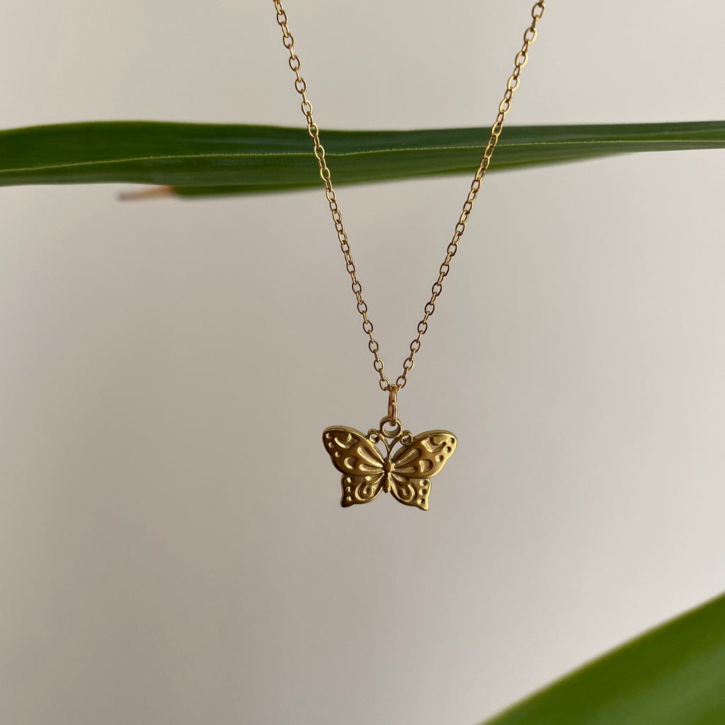 Gold Butterfly Pendant Necklace