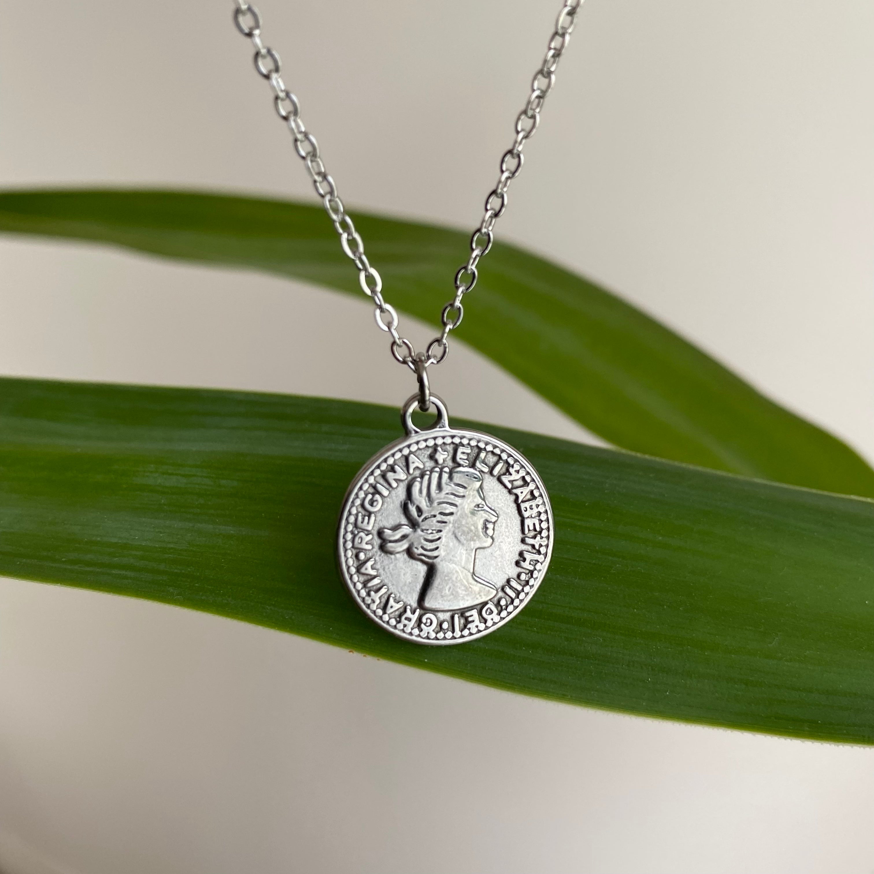 Silver Coin Pendant Necklace
