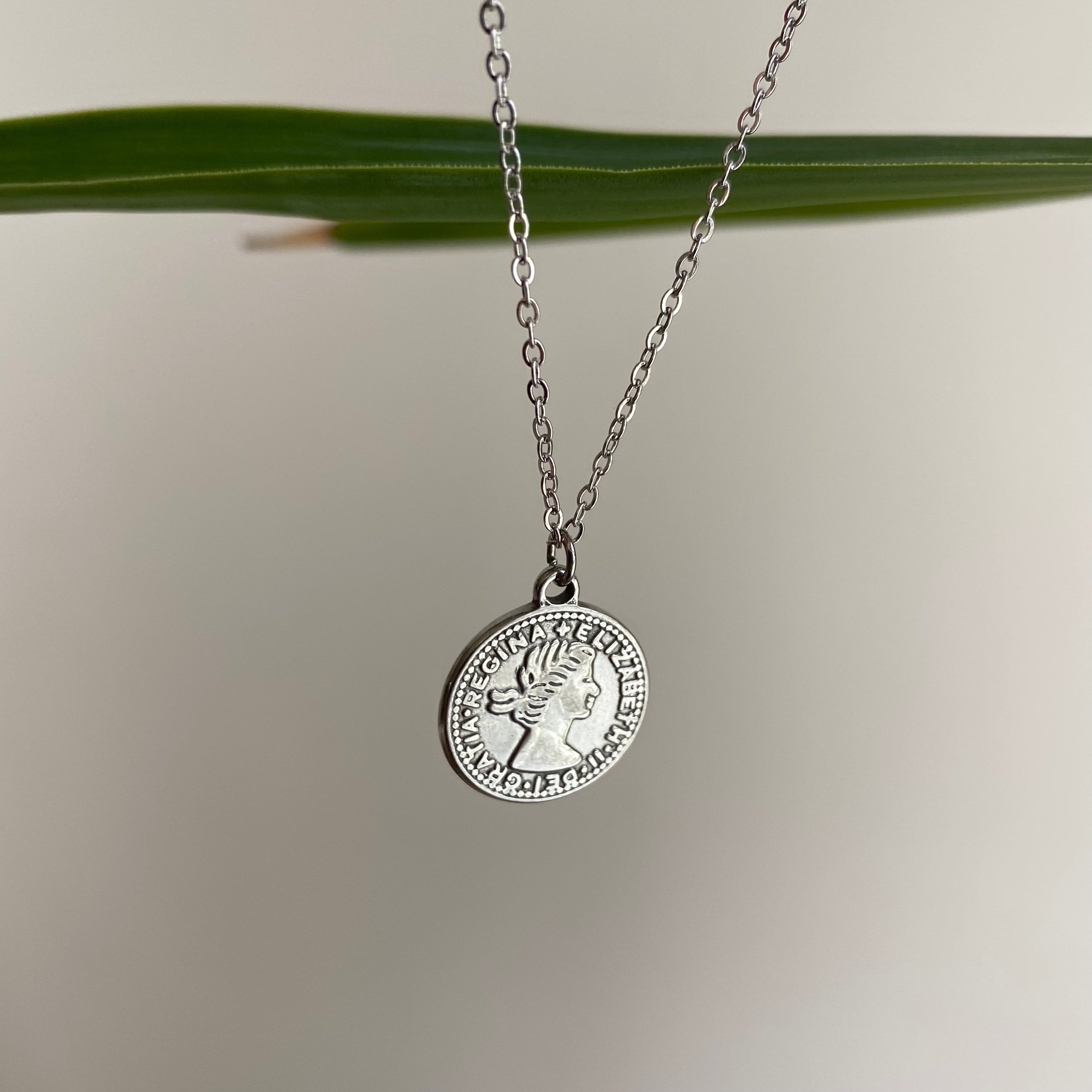 Silver Coin Pendant Necklace