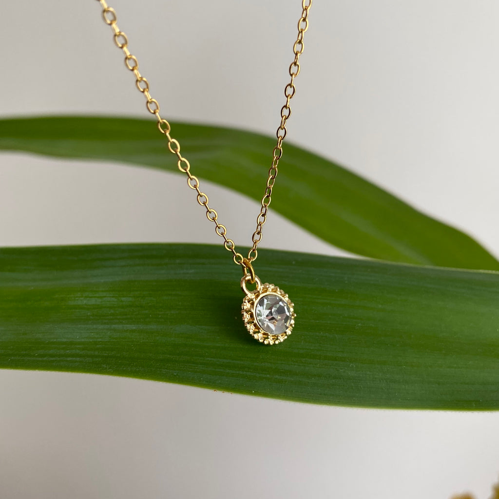 Gold Vintage Sparkle Pendant Necklace