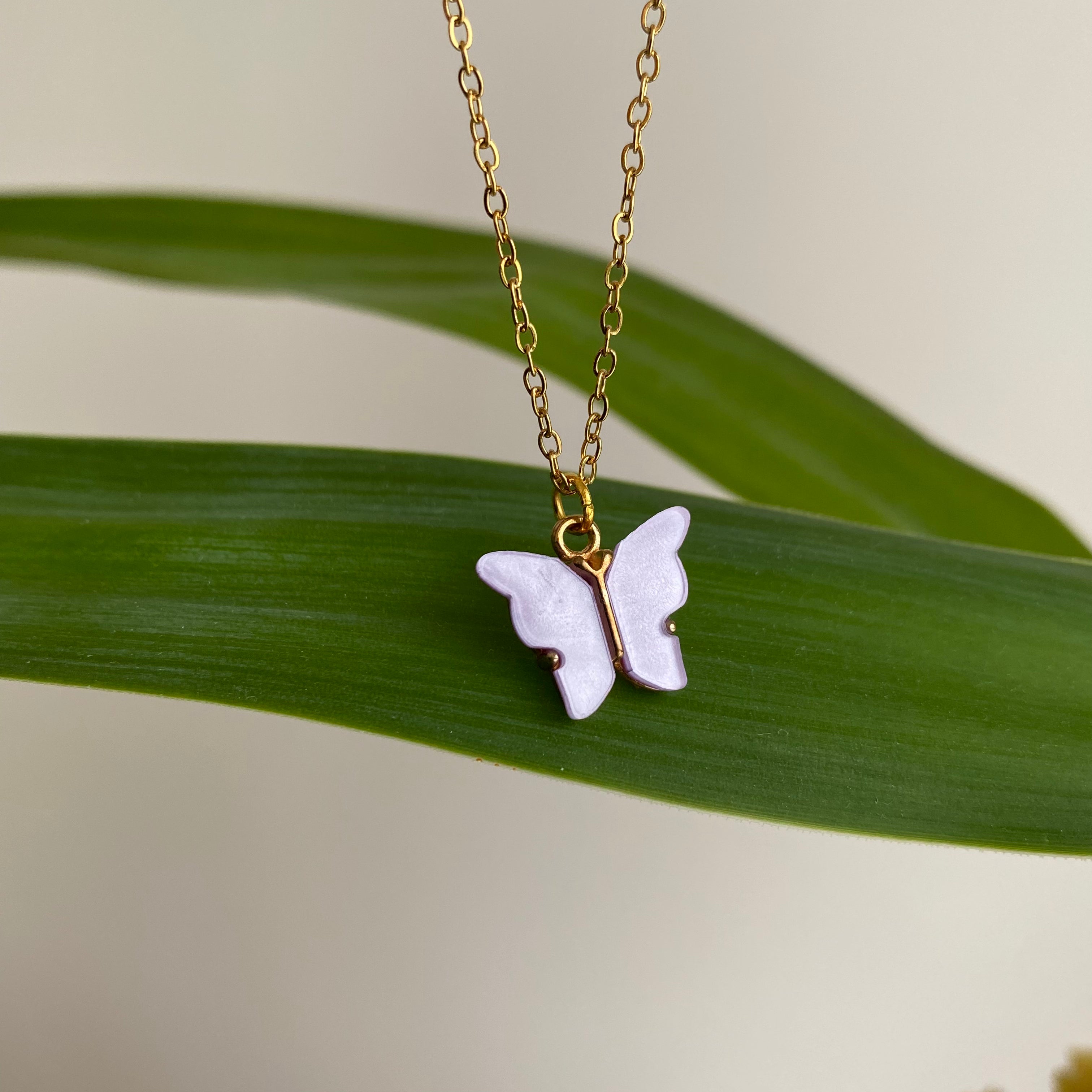 Purple Butterfly Pendant Necklace