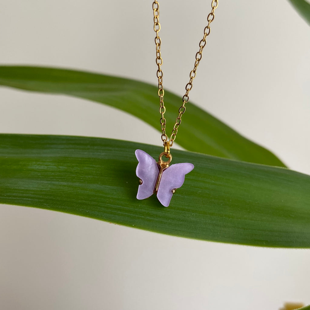 Purple Butterfly Pendant Necklace