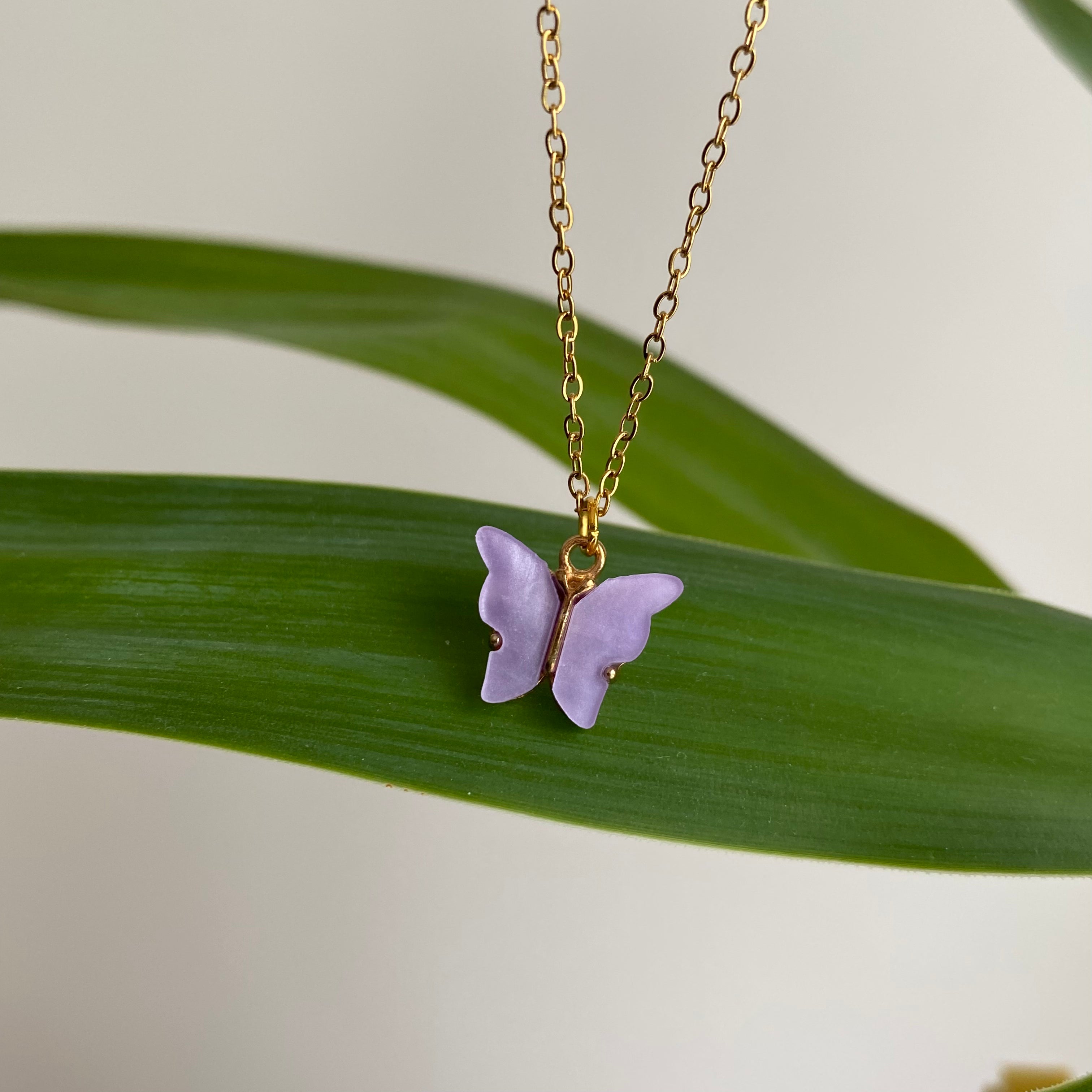 Purple Butterfly Pendant Necklace