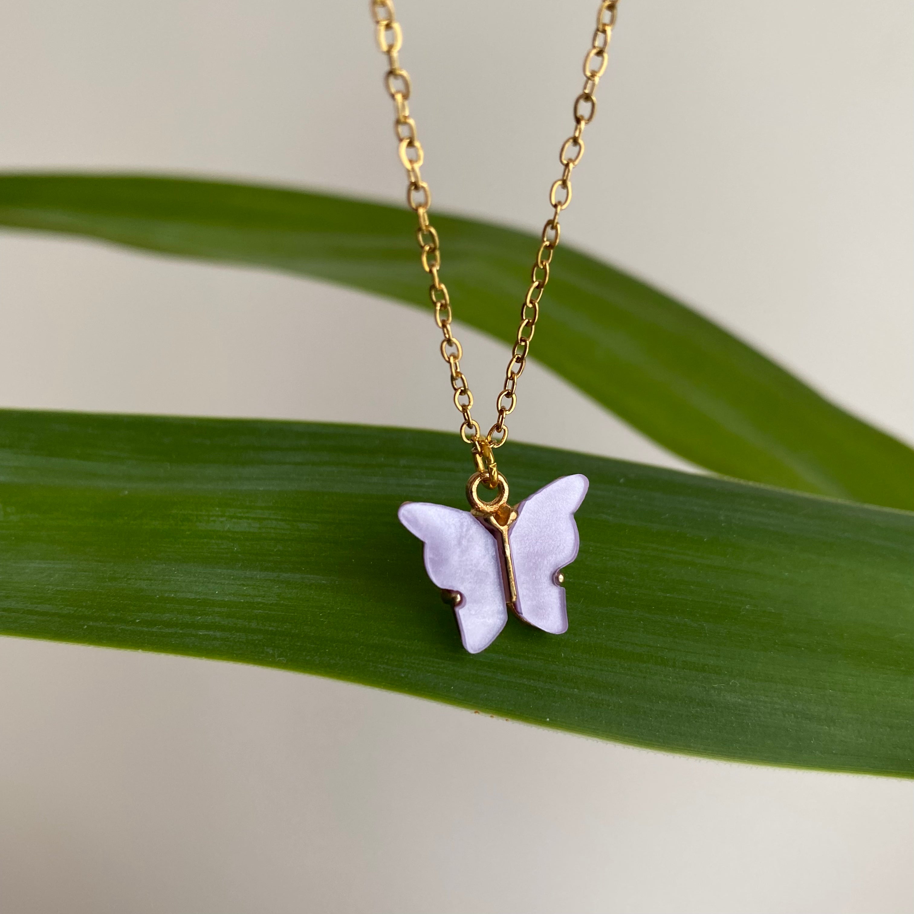 Purple Butterfly Pendant Necklace