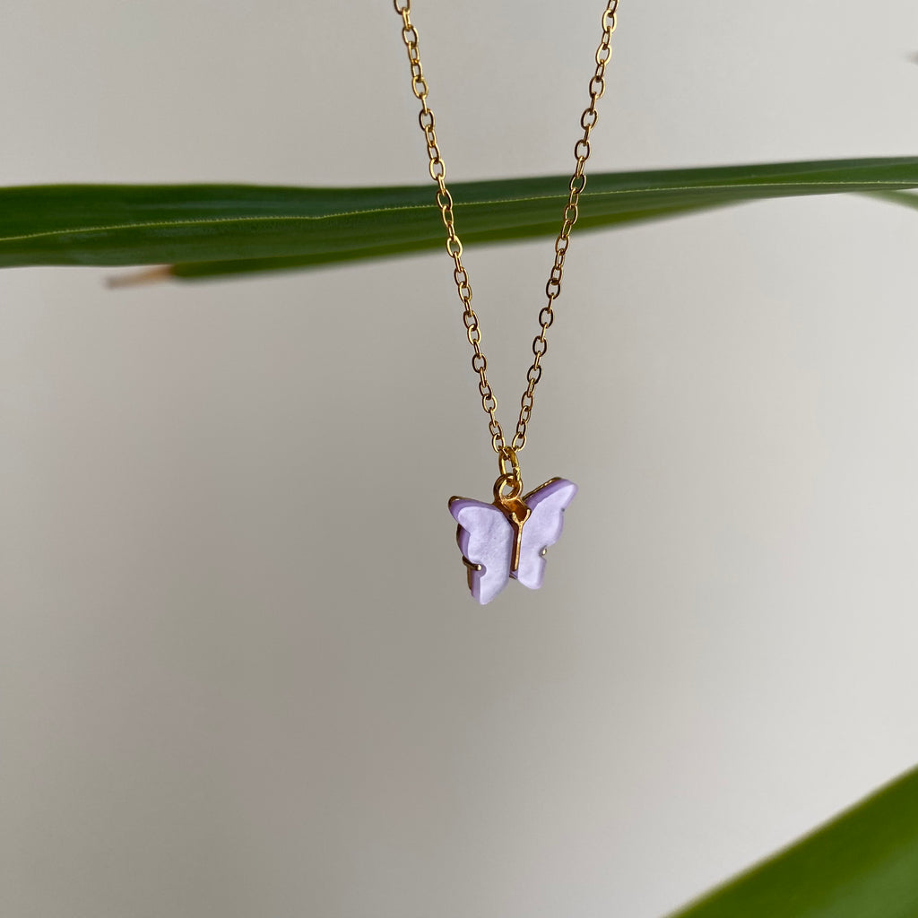 Purple Butterfly Pendant Necklace
