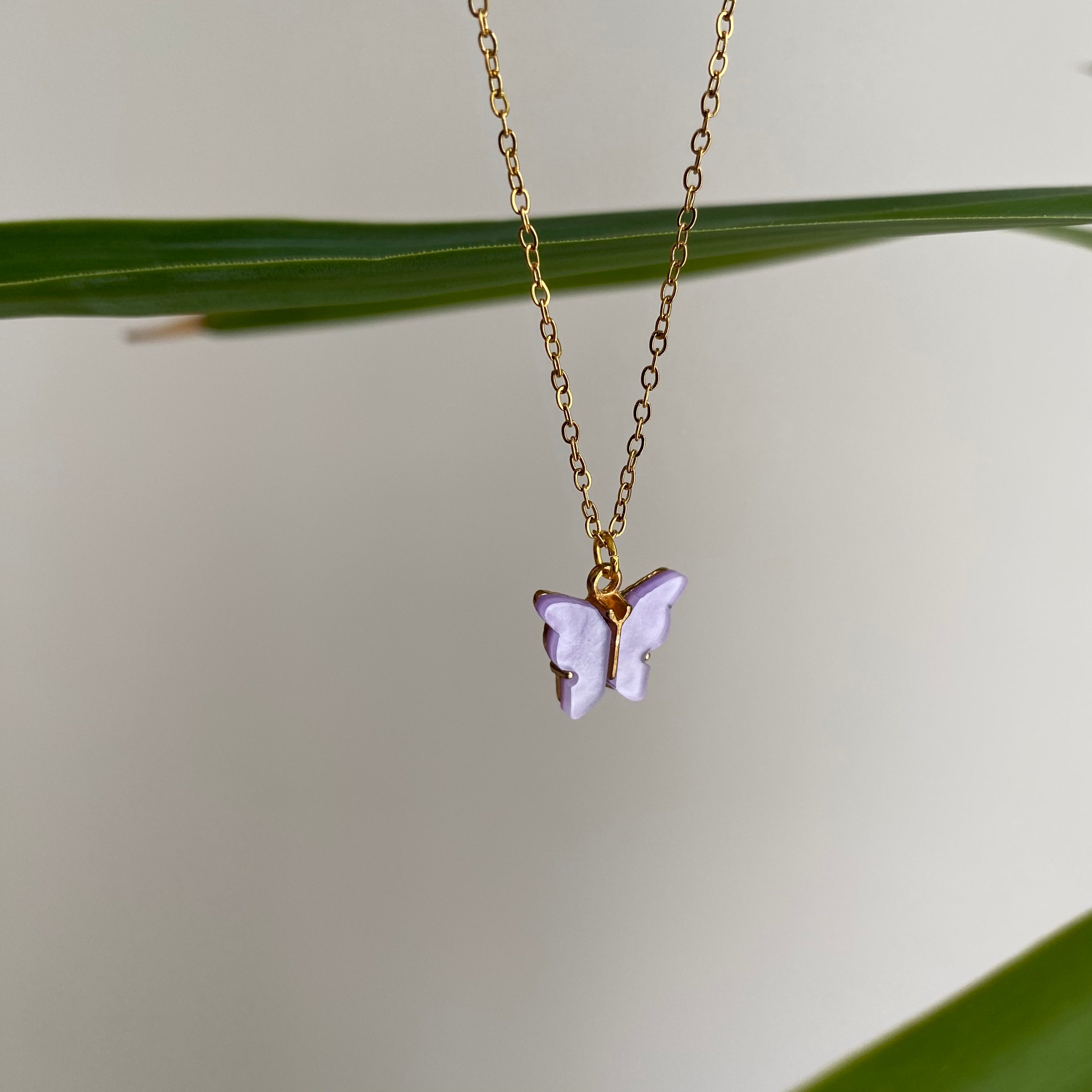 Purple Butterfly Pendant Necklace