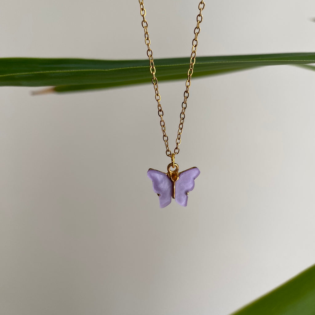 Purple Butterfly Pendant Necklace
