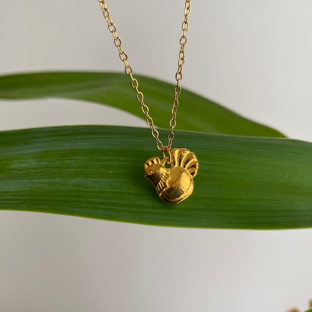 Gold Hen Pendant Necklace