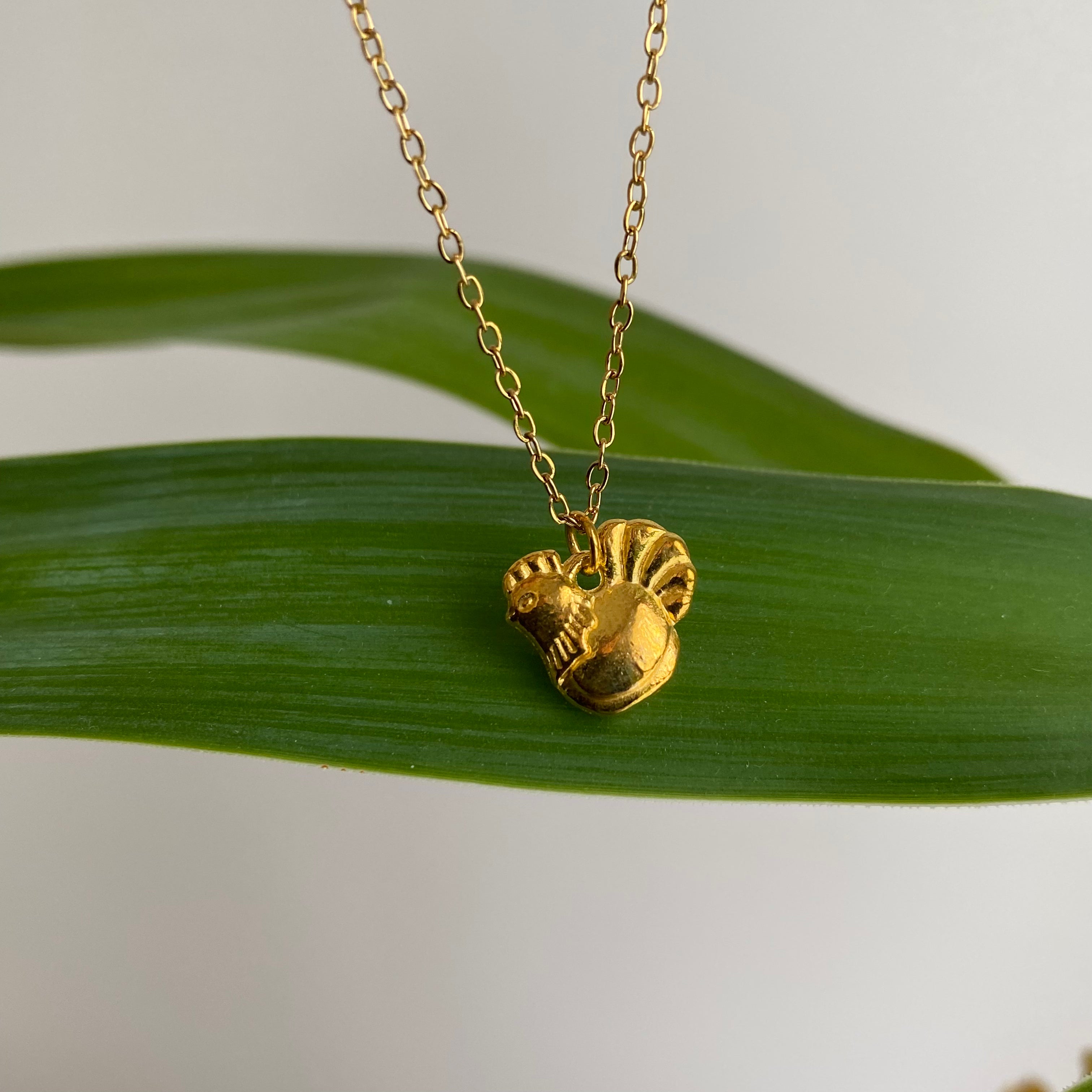 Gold Hen Pendant Necklace