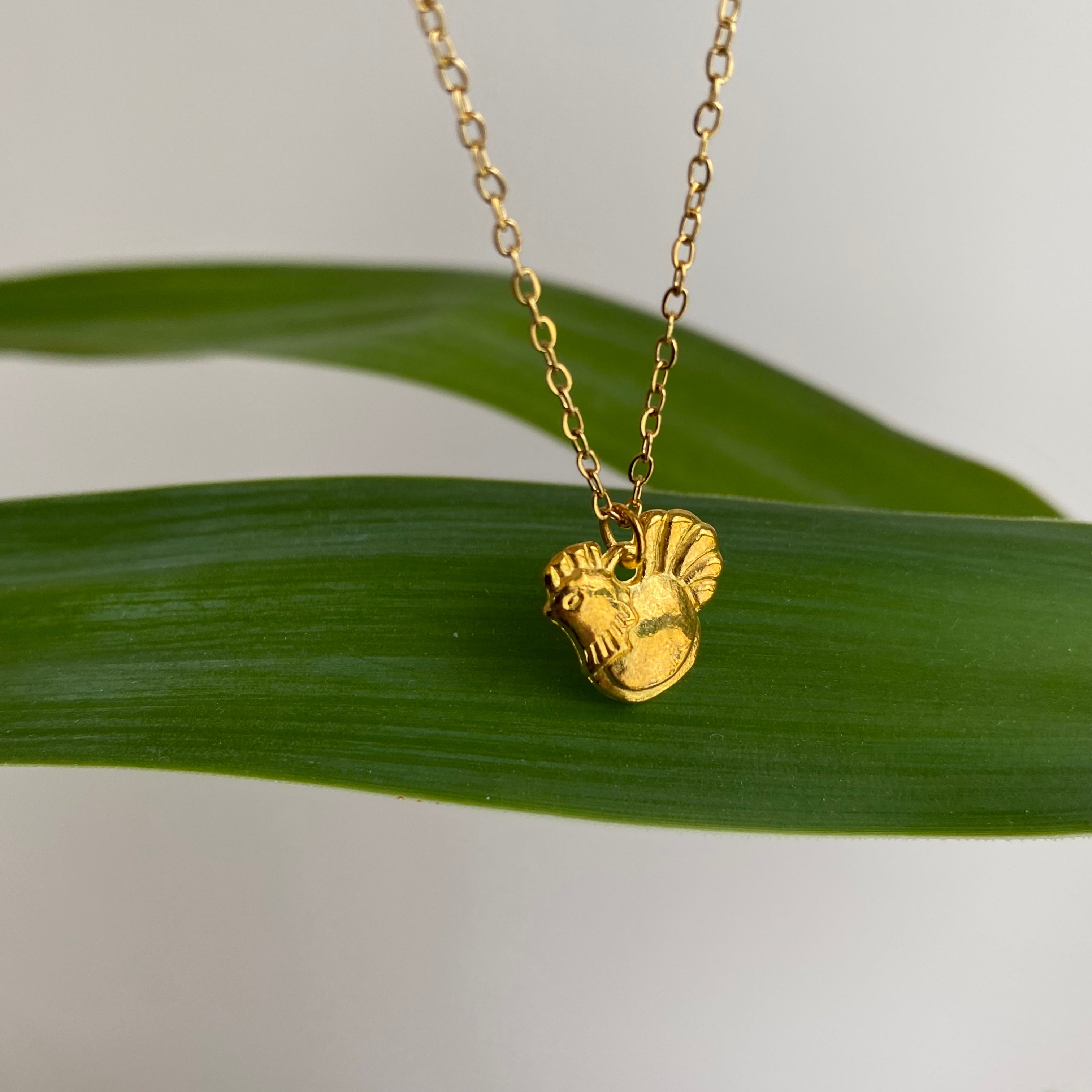 Gold Hen Pendant Necklace
