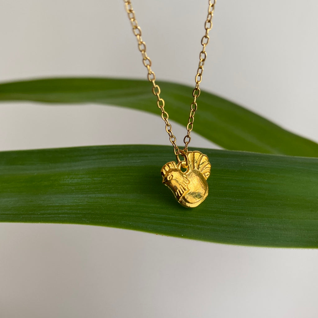 Gold Hen Pendant Necklace