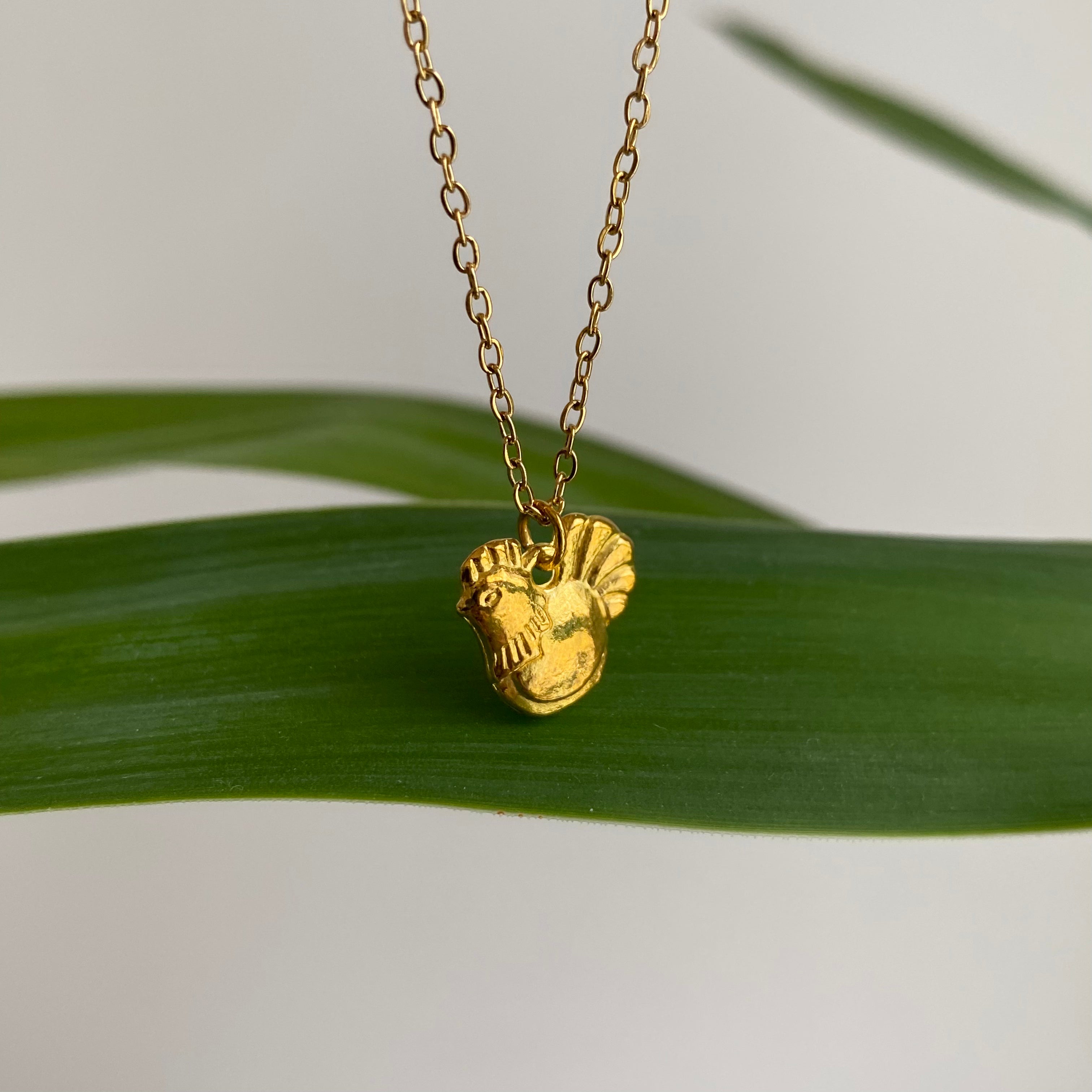 Gold Hen Pendant Necklace